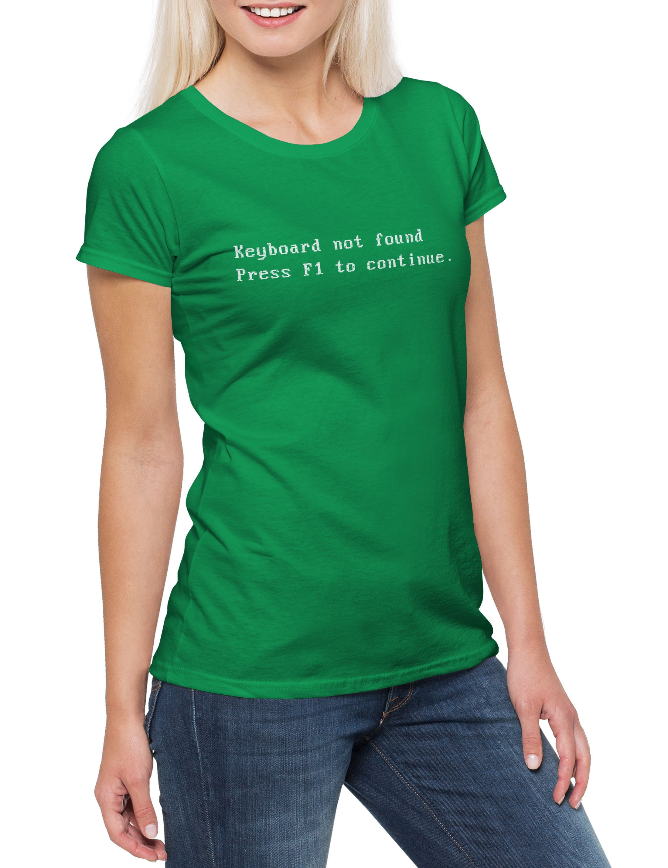 Print-Shirt Not Found Damen T-Shirt Keyboard PC Computer Admin Gamer Geek Nerd