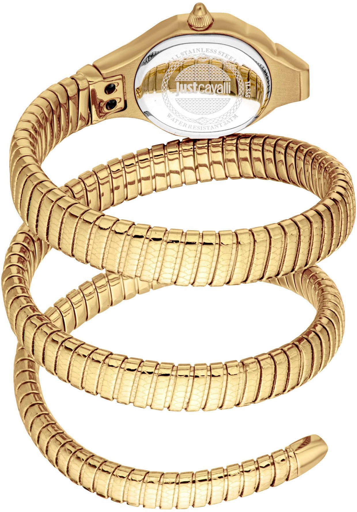 Just Cavalli Time Quarzuhr Signature Snake JC1L355M0035, Armbanduhr, Damenuhr, Edelstahlarmband, analog, Kristallsteine