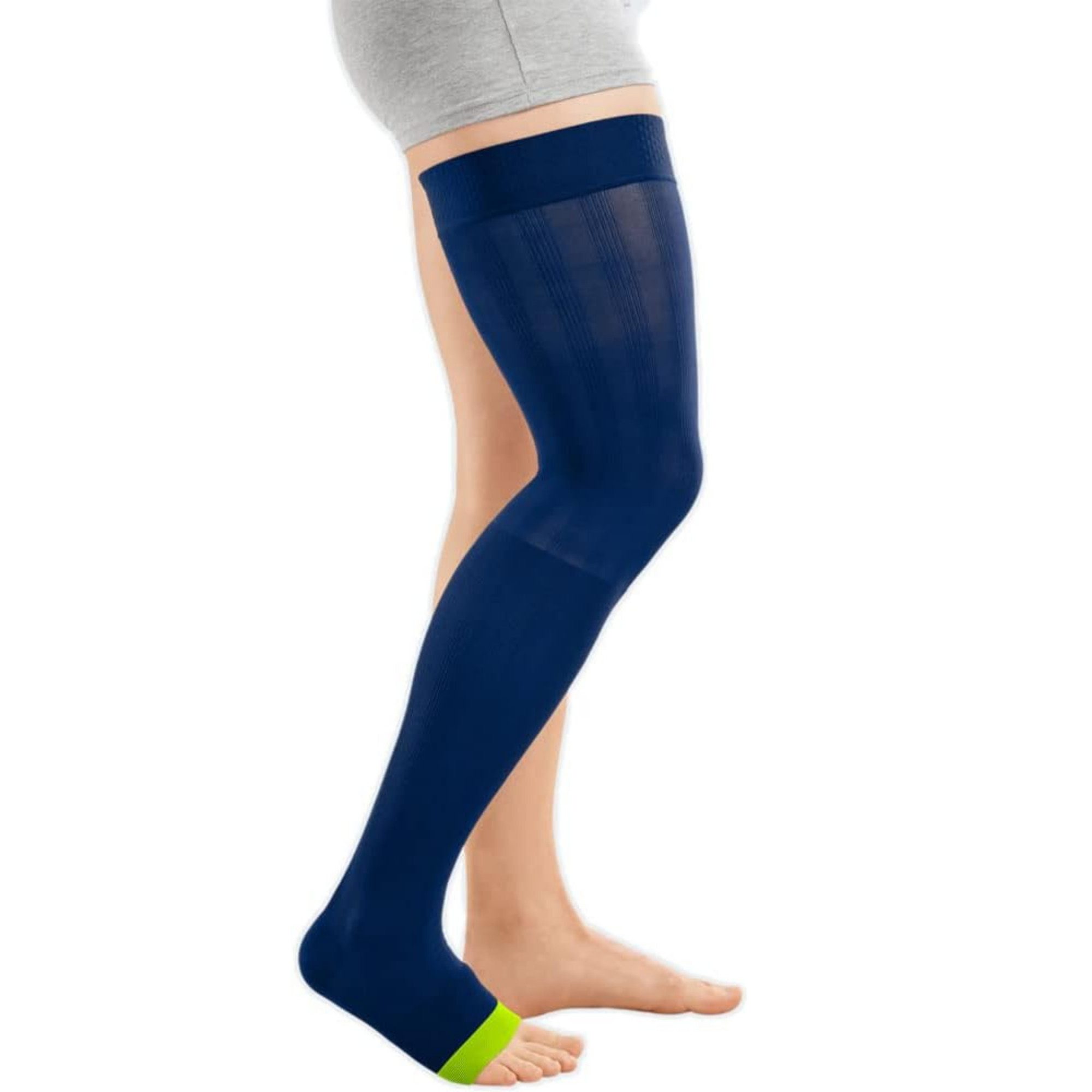 MEDI Kompressionsstrümpfe Rehab® one KKL1 AG offen zur Ödemtherapie lime/blue