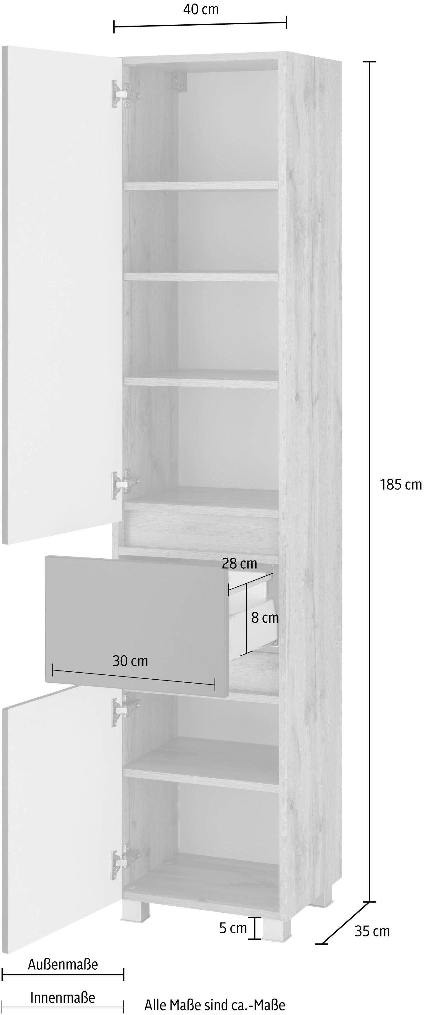 Lucca eichefarben/grau Hochschrank MÖBEL HELD