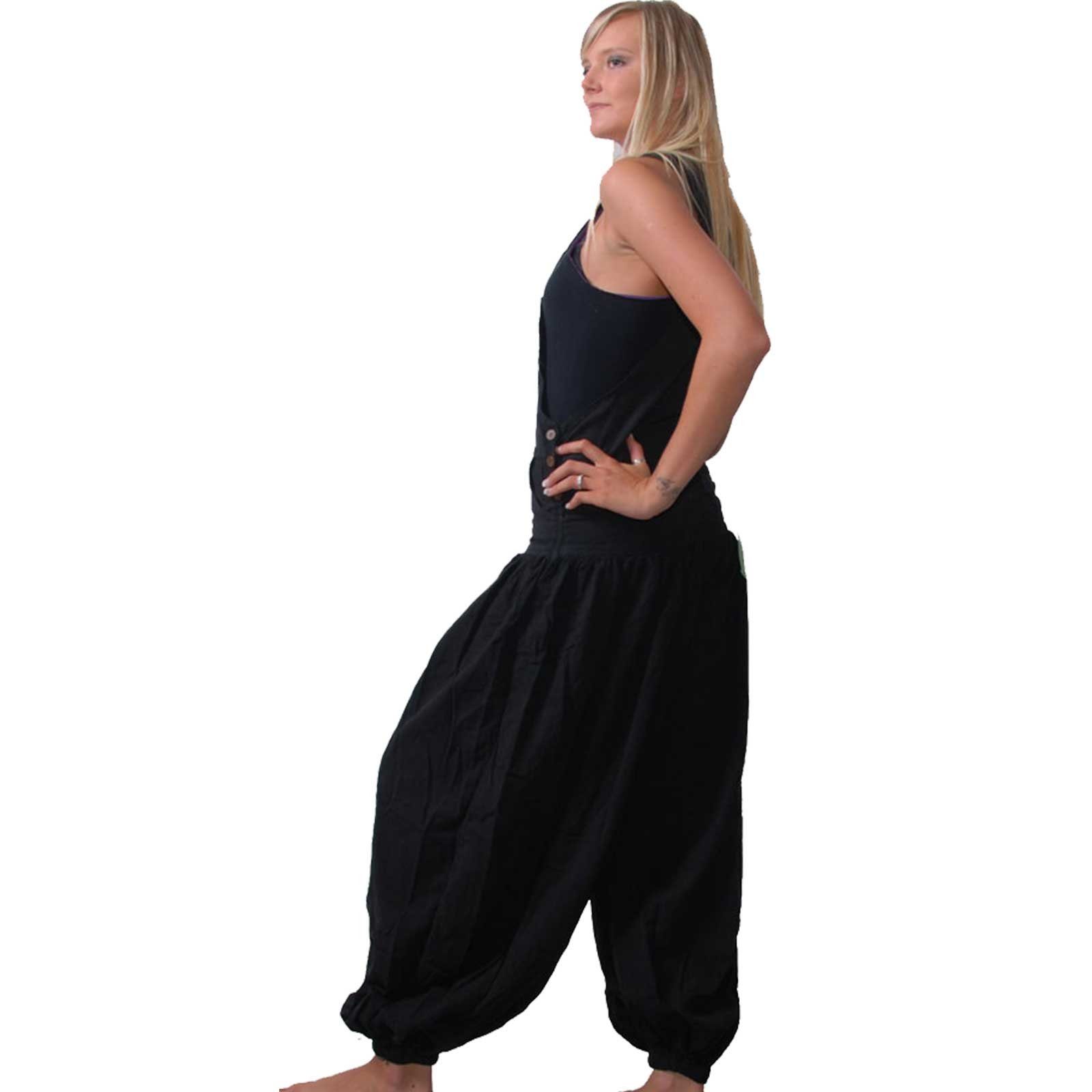 Latzhose Overall 70er Latzhose MAGIE Jumpsuit UND KUNST Hose Schwarz Goa Haremshose Hippie Boho / Black Psy