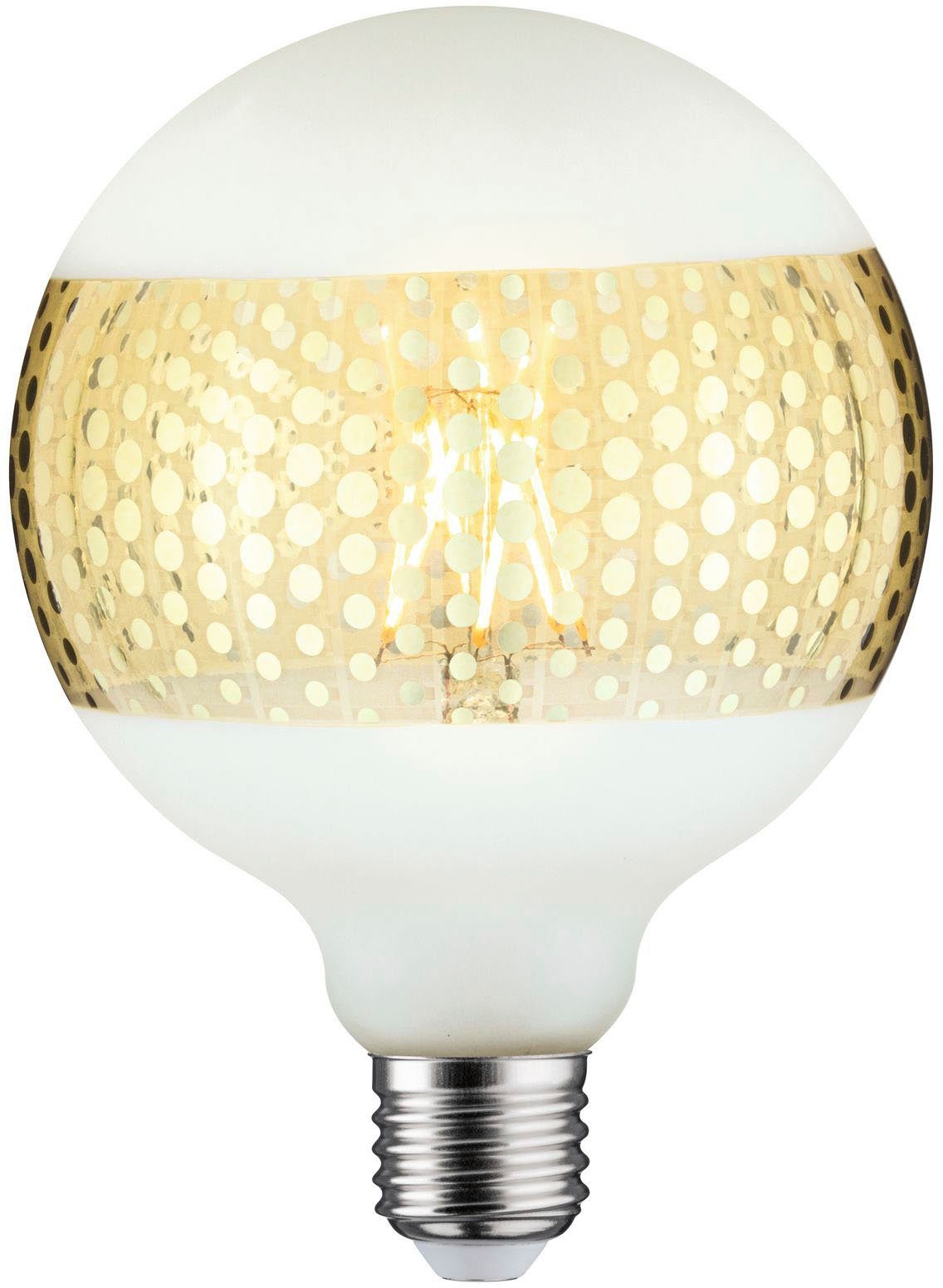 Paulmann LED-Leuchtmittel Globe 125mm Ringspiegel goldfarben gepunktet, E27, 1 St., Warmweiß