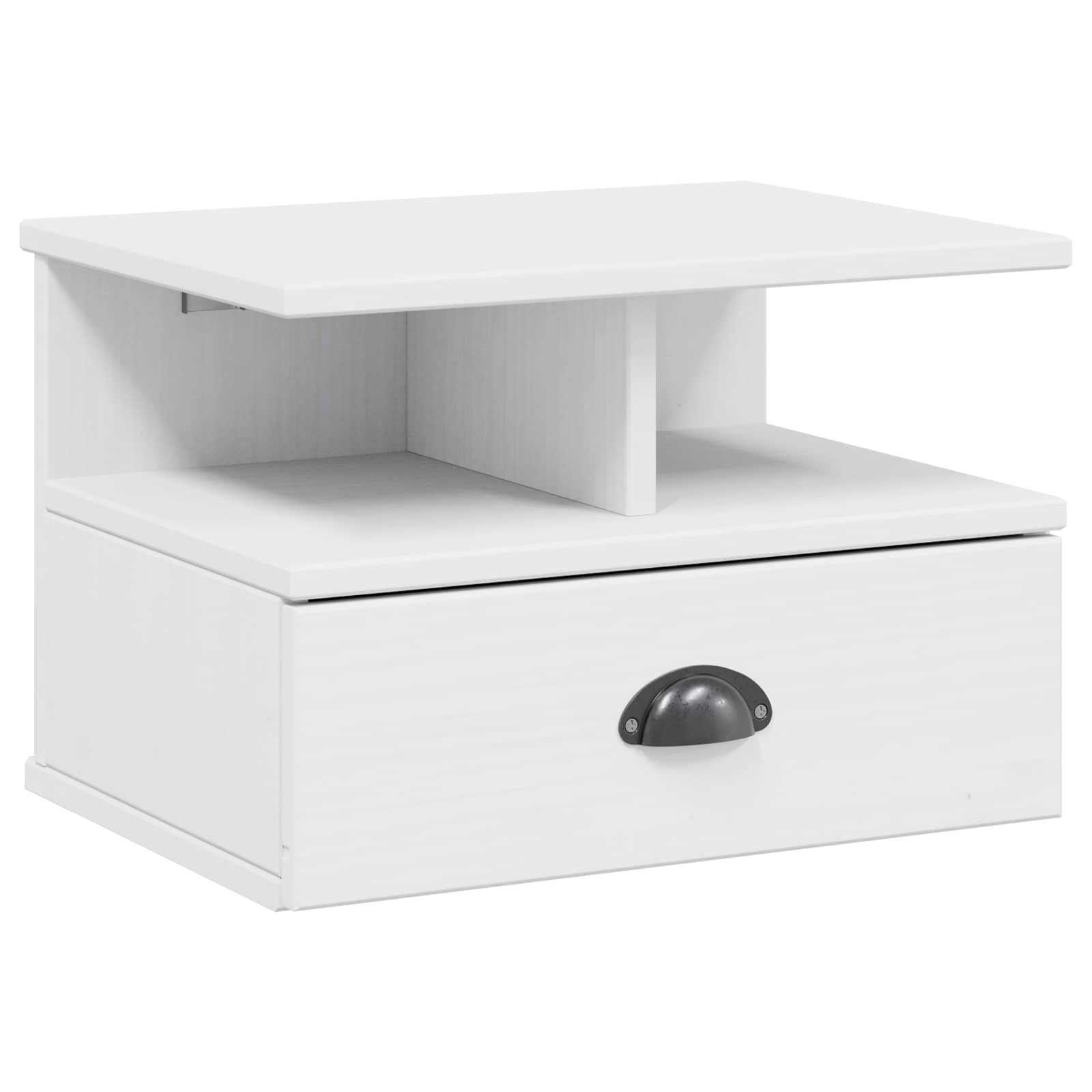 furnicato Kleiderschrank Nachttisch Massivholz 40 x 31 x 27 cm Weiß Wandschrank mit Schublade und Drahtregal für dein Schlafzimmer