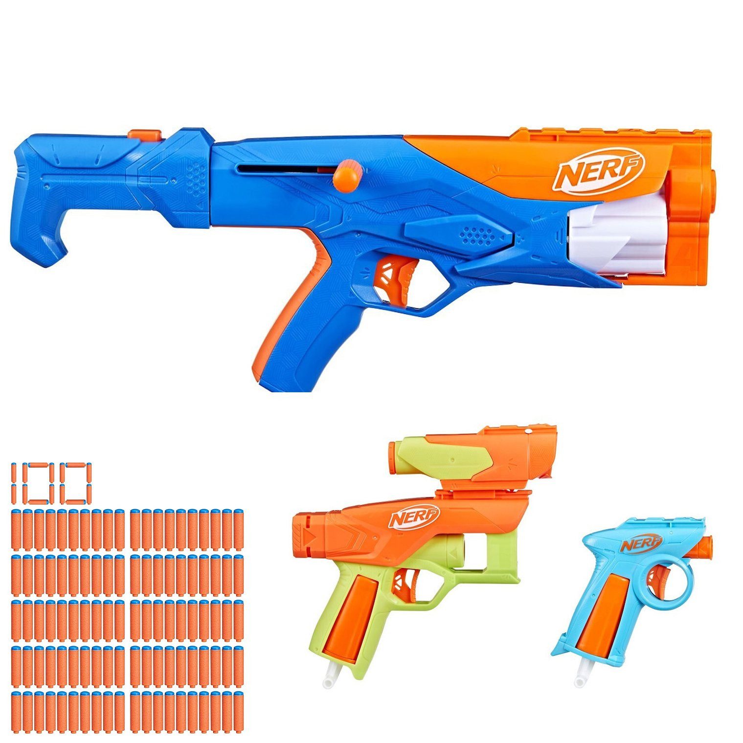 Hasbro Blaster Gear Up Pack mit 3 Blastern, 10 Kombinationen und, Das ultimative Nerf N Series Bundle bietet 3 modulare Blaster für 10