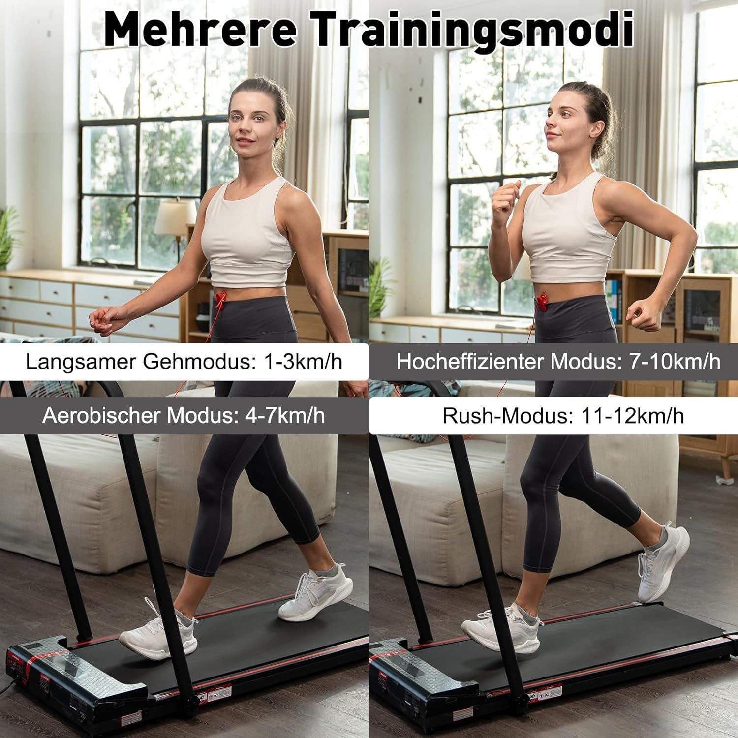 CITYSPORTS Laufband Laufbander 440/1200W motor, Walking/Jogging Pad,Max 6/12/10km/h (Mit Toolkit, Schmiermittel), integrierte transportrollen, mini-Laufband für Büro und Zuhause