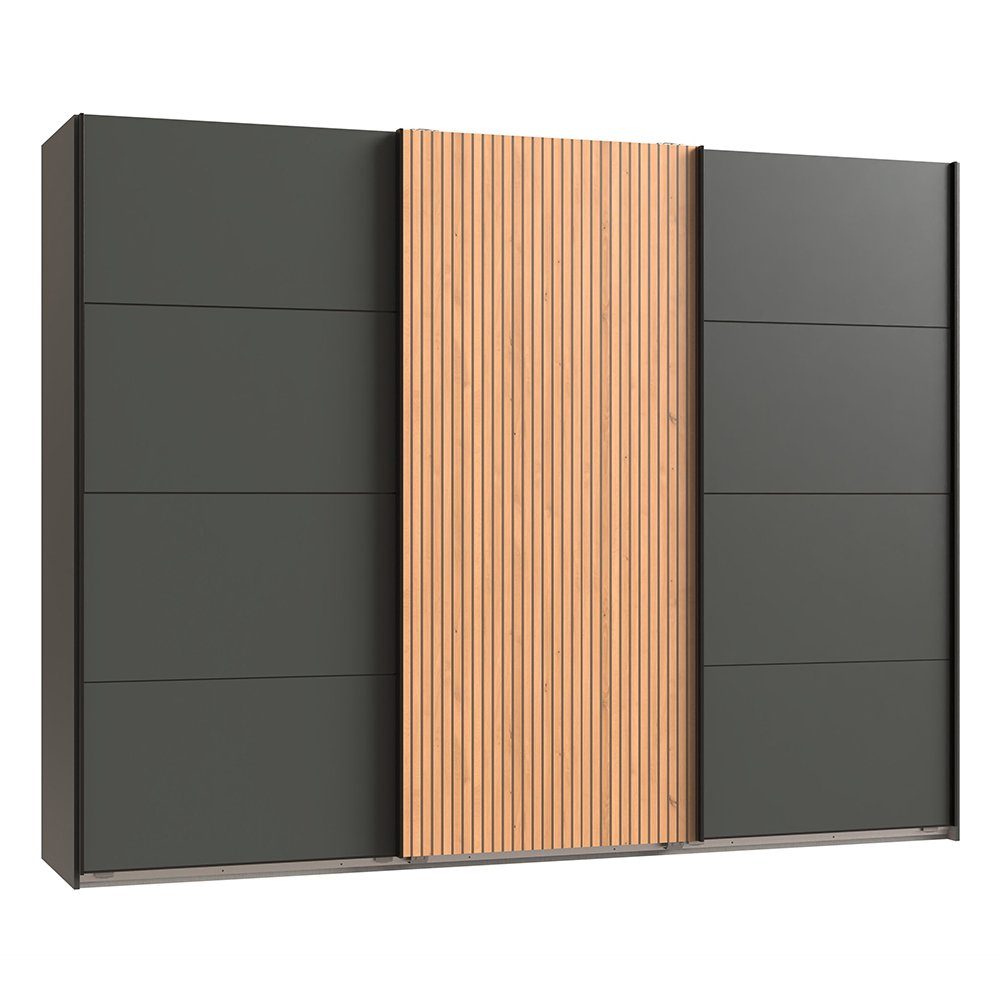 Lomadox Schwebetürenschrank CHIETI-43 270cm, graphit Eiche mit