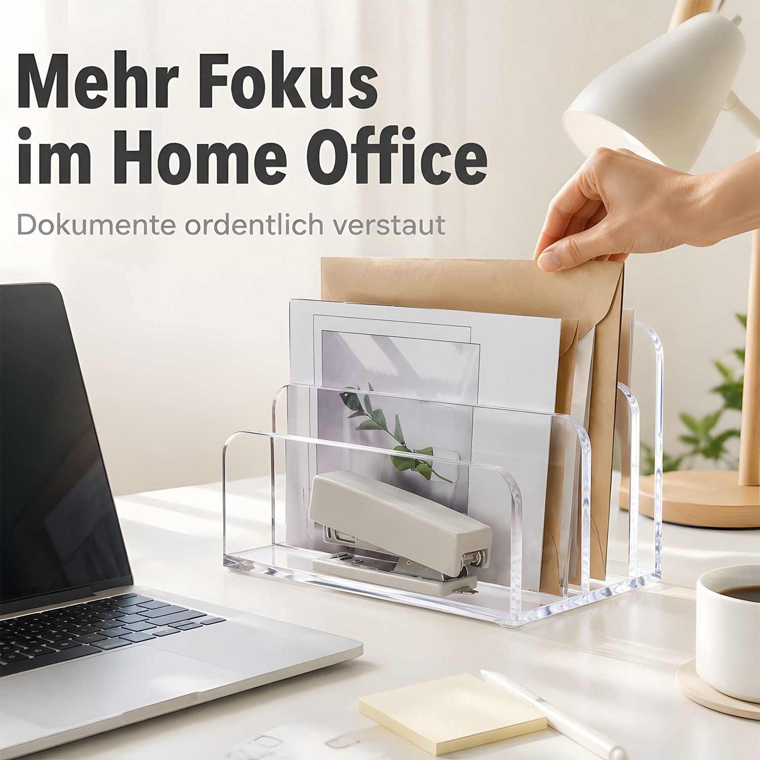 AIMAX Organizer Briefhalter aus Acryl – 3 Fächer Schreibtisch Briefablage/Ablagesystem (Tischaufsatz, Vertikaler Aktenhalter, Brief Organizer, Büro Organizer, 1 – Bild 5 von 5