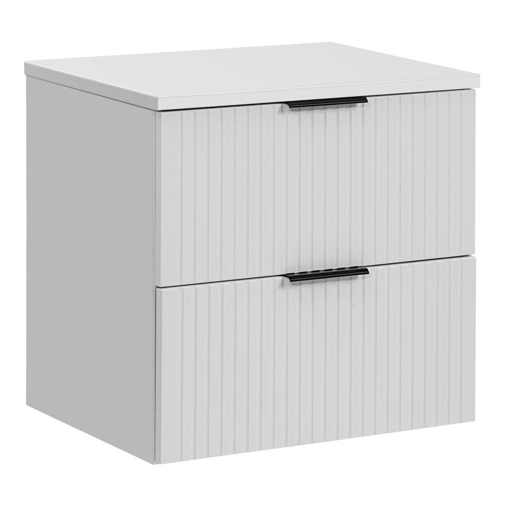 Lomadox Waschbeckenunterschrank ADELAIDE-56-WHITE Waschbeckenschrank 60 cm matt weiß, 2 Auszüge, 80,6/59,2/46,5cm