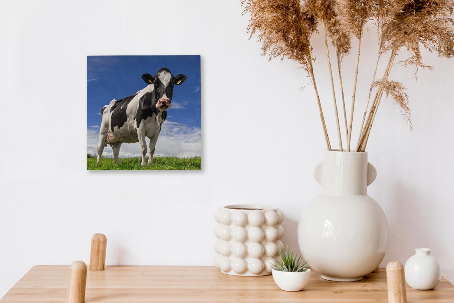 für Kuh Wohnzimmer Gras (1 - Schlafzimmer bunt St), Blau - Tiere, Leinwandbild - Bilder OneMillionCanvasses® Leinwand