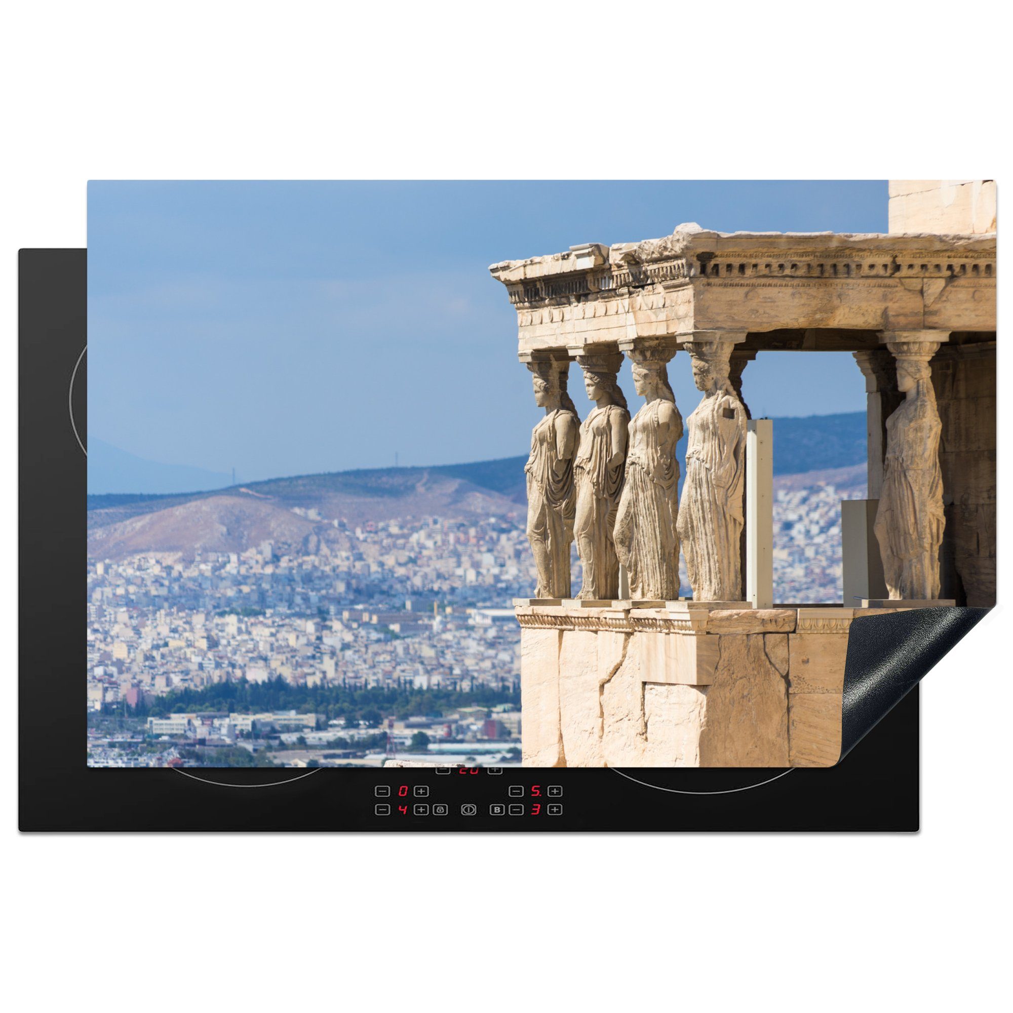 MuchoWow Herdblende-/Abdeckplatte Der Tempel der Athene auf der Akropolis von Athen - liegend, Vinyl, (1 tlg), 81x52 cm, Induktionskochfeld Schutz für die küche, Ceranfeldabdeckung