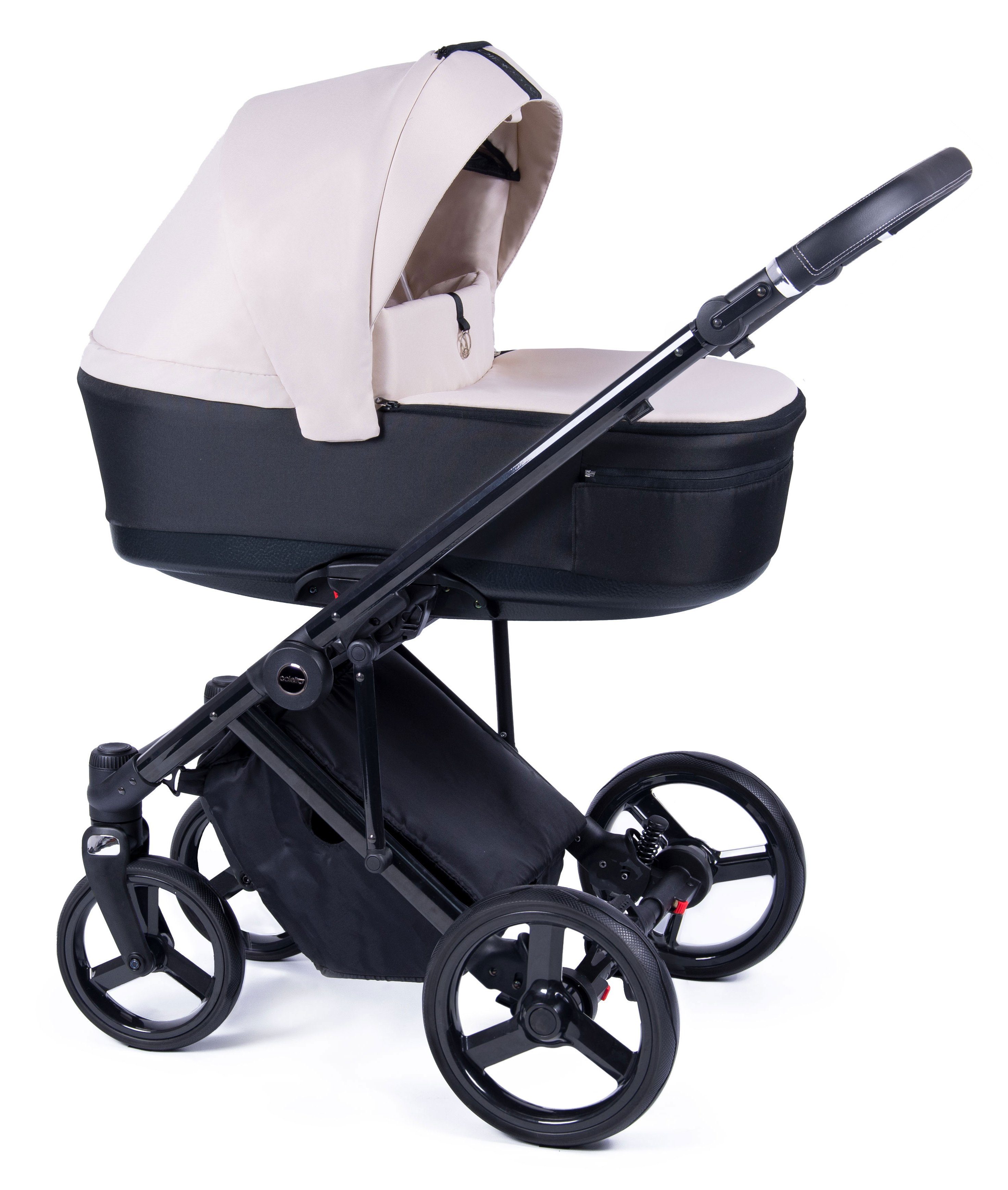 babies-on-wheels Kombi-Kinderwagen 3 in Kinderwagen-Set Teile - schwarz Creme Designs in 24 Gestell = 15 Fado - 1