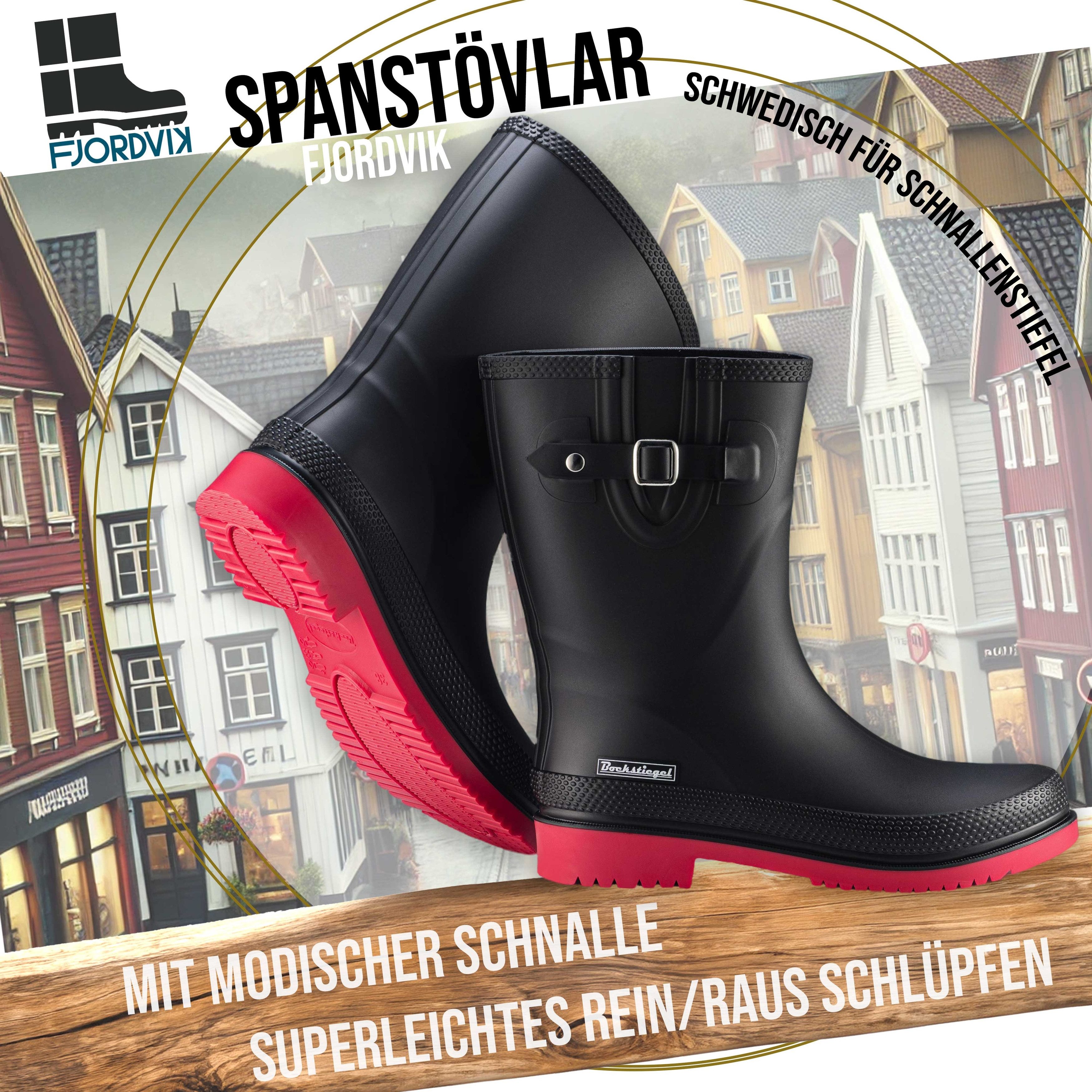 Fjordvik Spanstövlar Regenboots Hochwertige Mattoptik 38 Schwarz-Rot Gummis günstig online kaufen