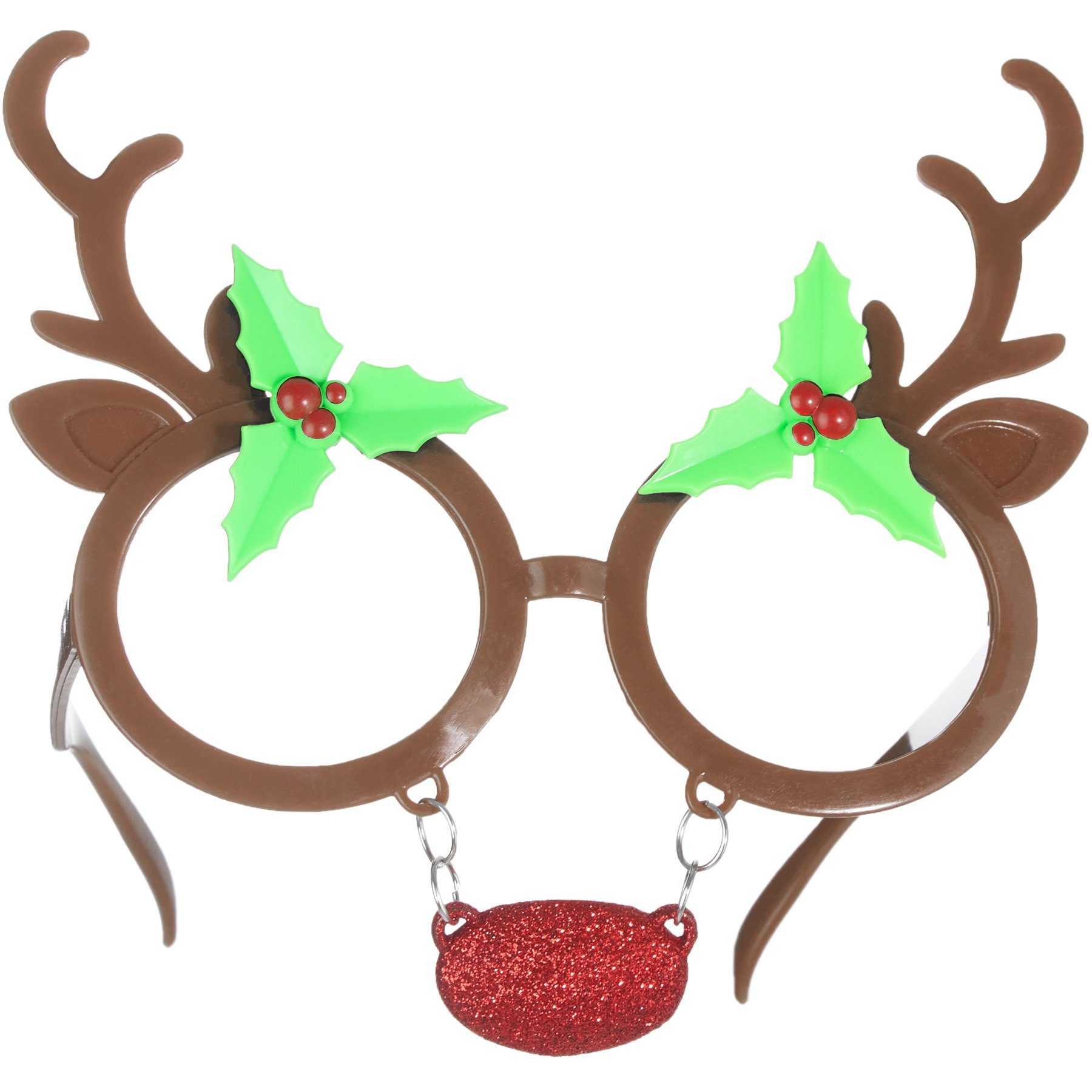 dressforfun Kostüm Spaßbrille Rentier mit Blättern, Spaßbrille mit dem Motto Weihnachten