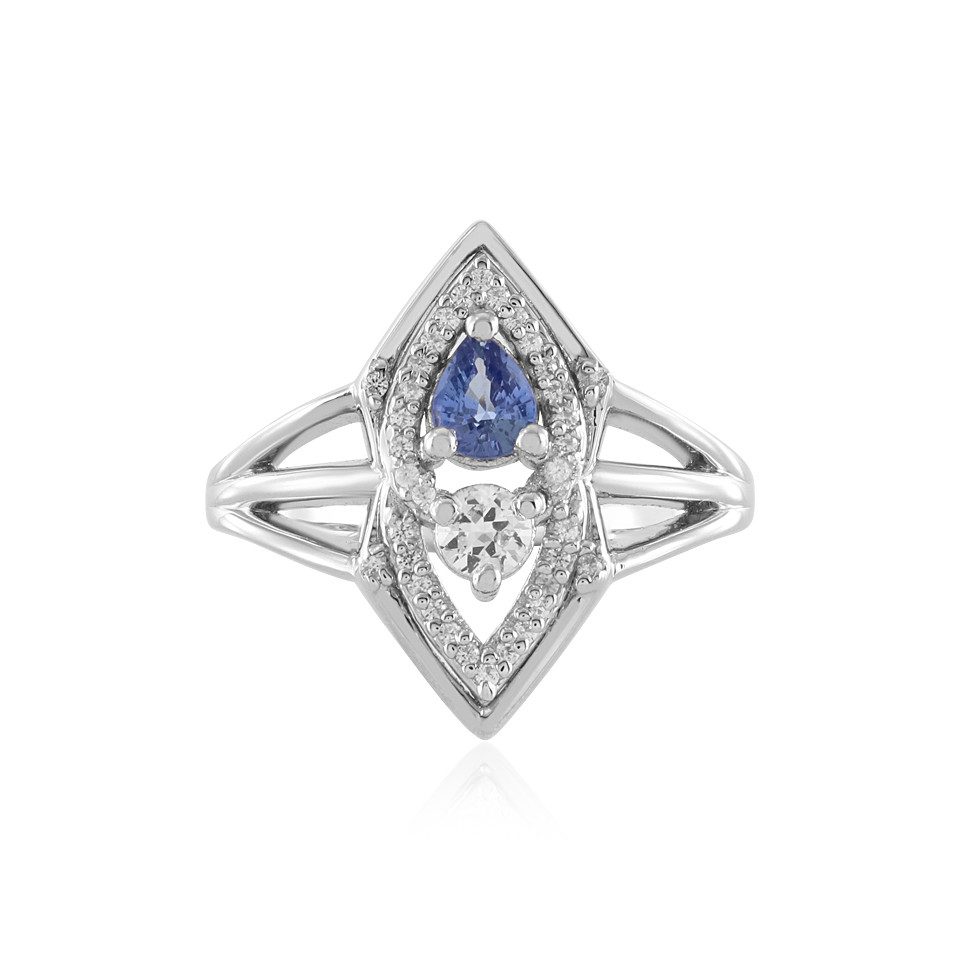 Cavill Silberring Ceylon Saphir & Weißer günstig online kaufen