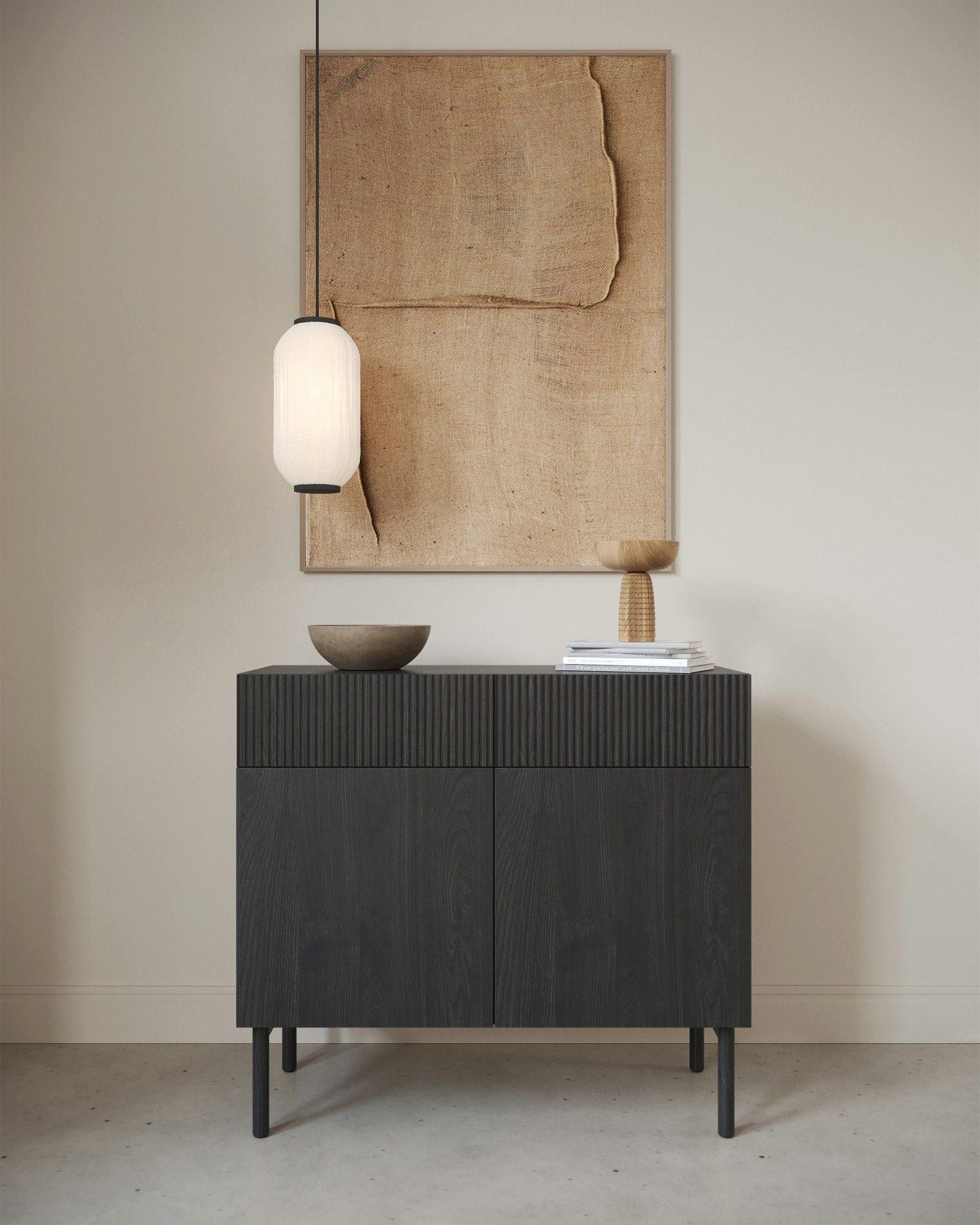 Selsey Sideboard NOLIE, 2-türig mit 4 Fächern, 2 Schubladen, Holzbeinen, 100 cm