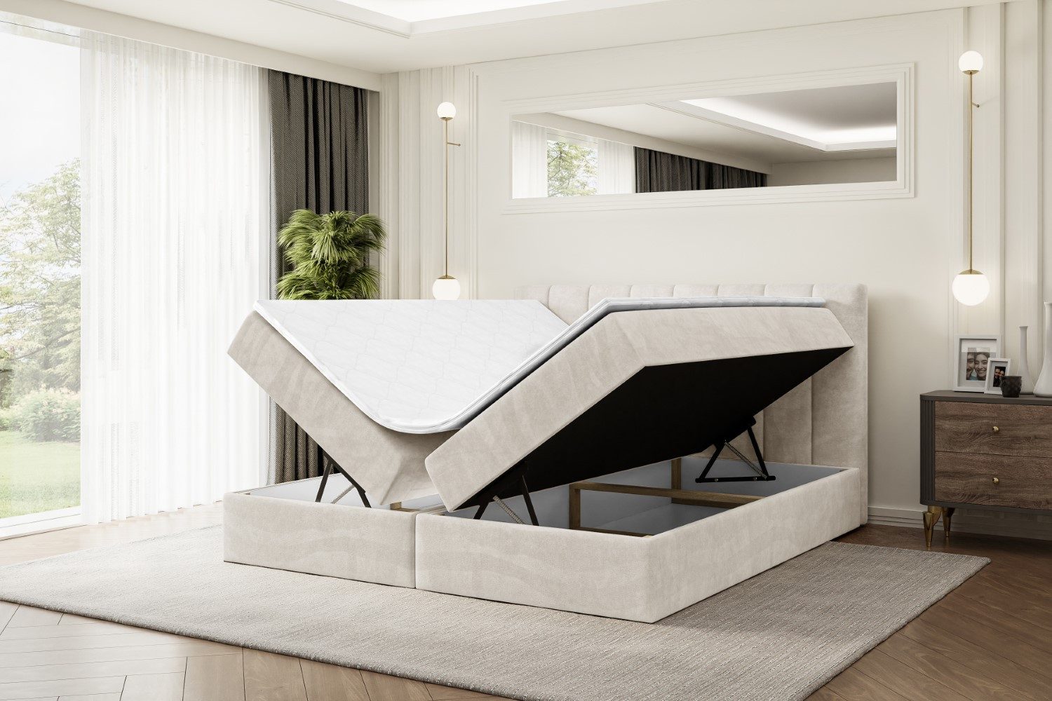 ALTDECOR Boxbett OTTA (Multipocket-Matratze H4, H3 Matratze Bonellfederung, Topper, Kopfteil)