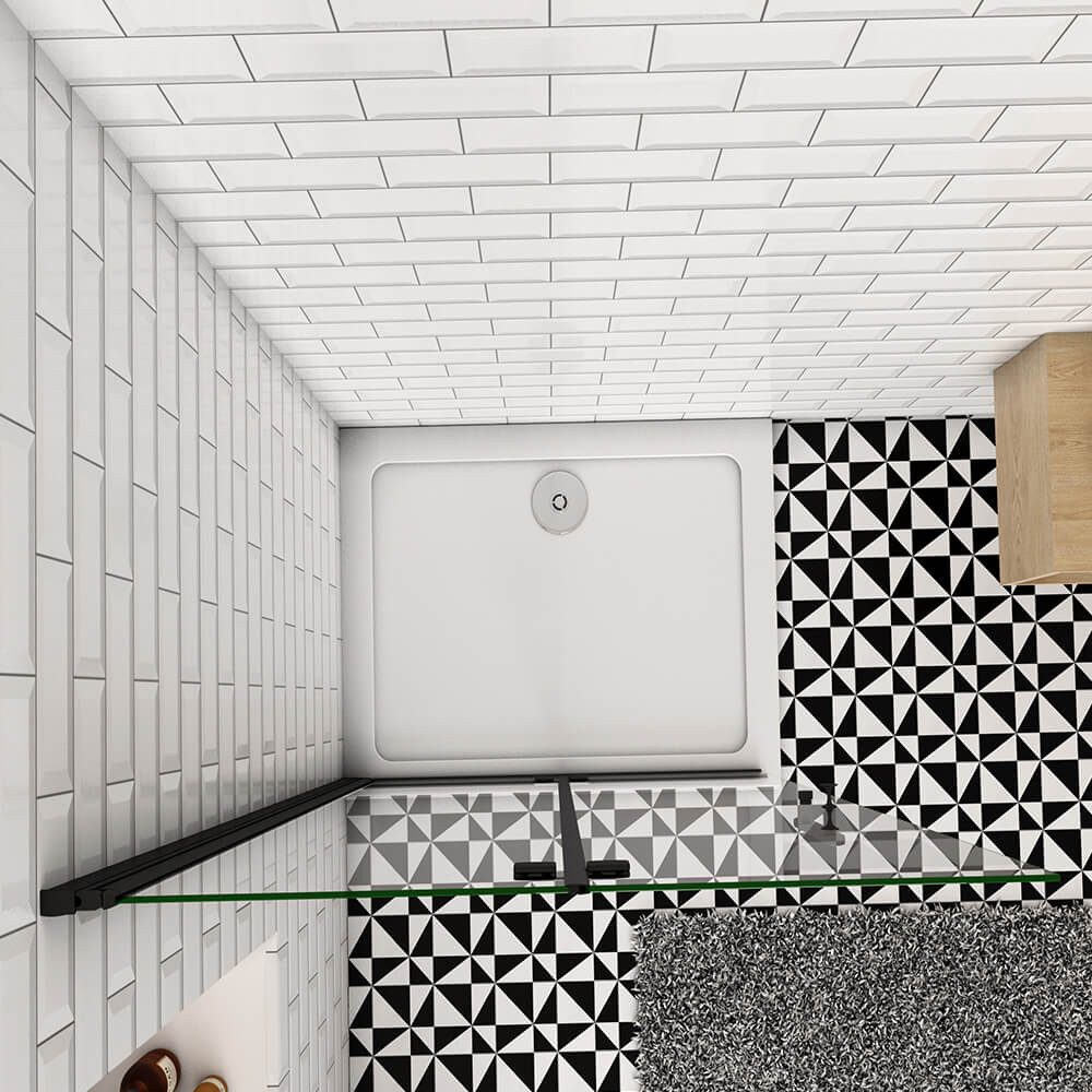 Aica Sanitär Walk-in-Dusche 195cm Duschwand Duschabtrennung Falttür Scharniertür Duschtür Schwarz, Einscheibensicherheitsglas, mit Antikalk-Versiegelung – Bild 5 von 5
