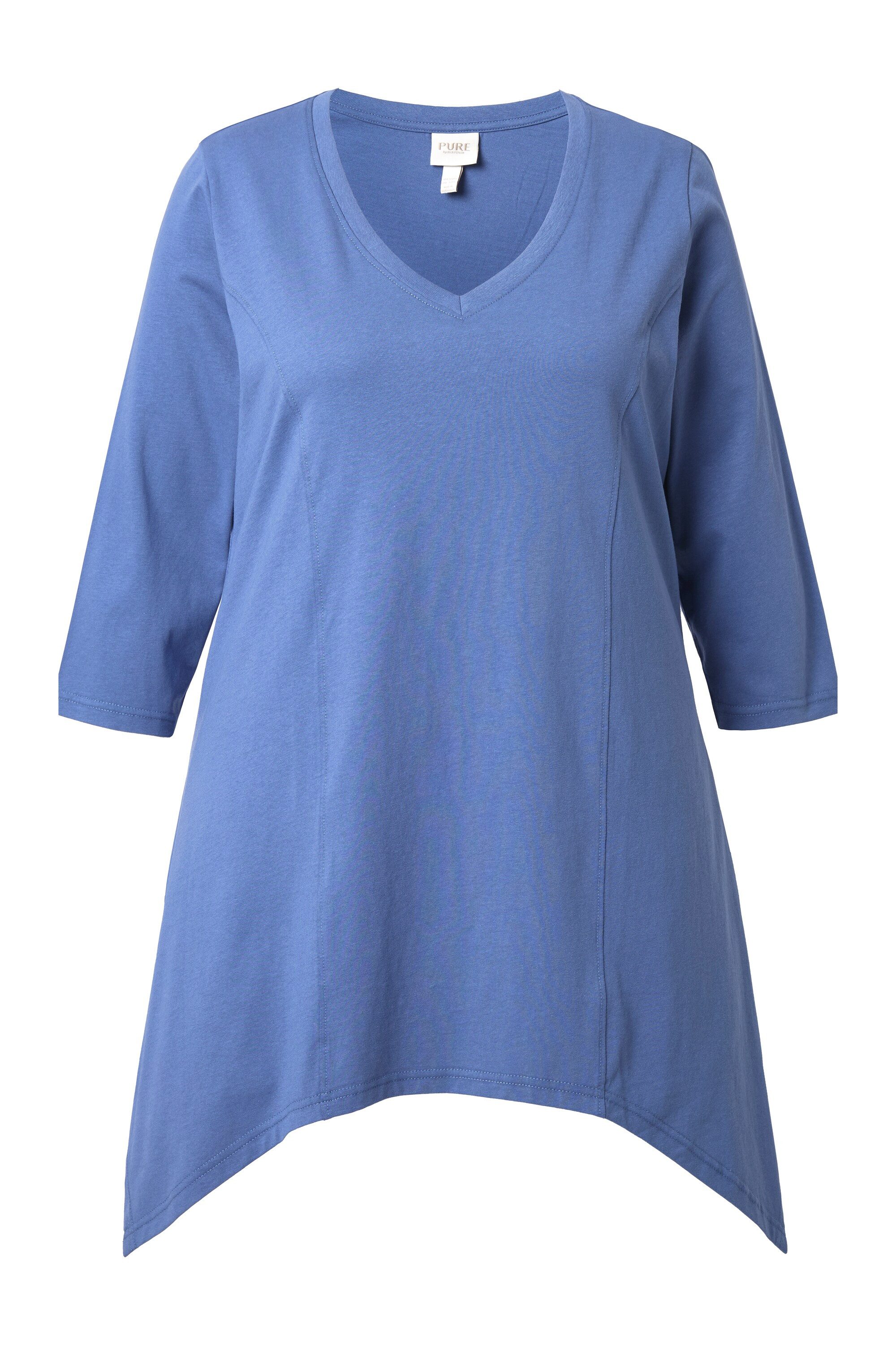 Ulla Popken T-Shirt Shirt Zipfelsaum V-Ausschnitt günstig online kaufen