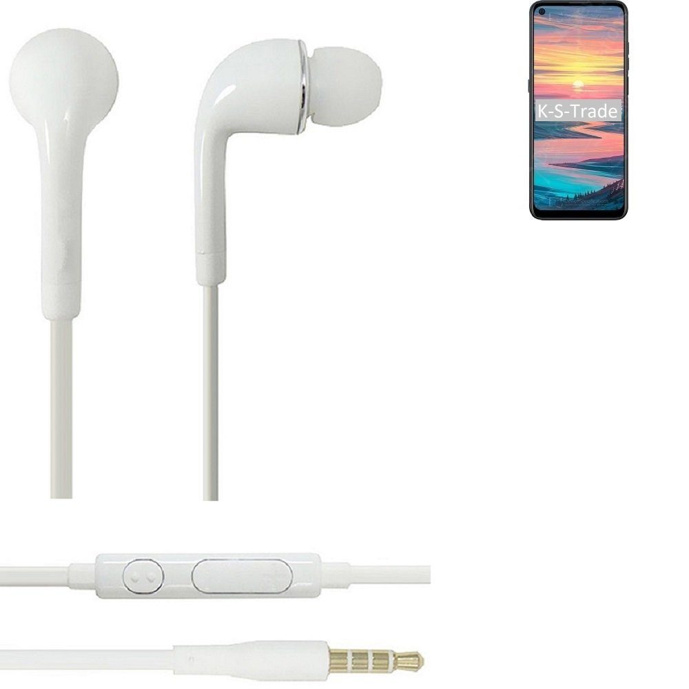 K-S-Trade für Oukitel K9 Pro In-Ear-Kopfhörer (Kopfhörer Headset mit Mikrofon u Lautstärkeregler weiß 3,5mm)