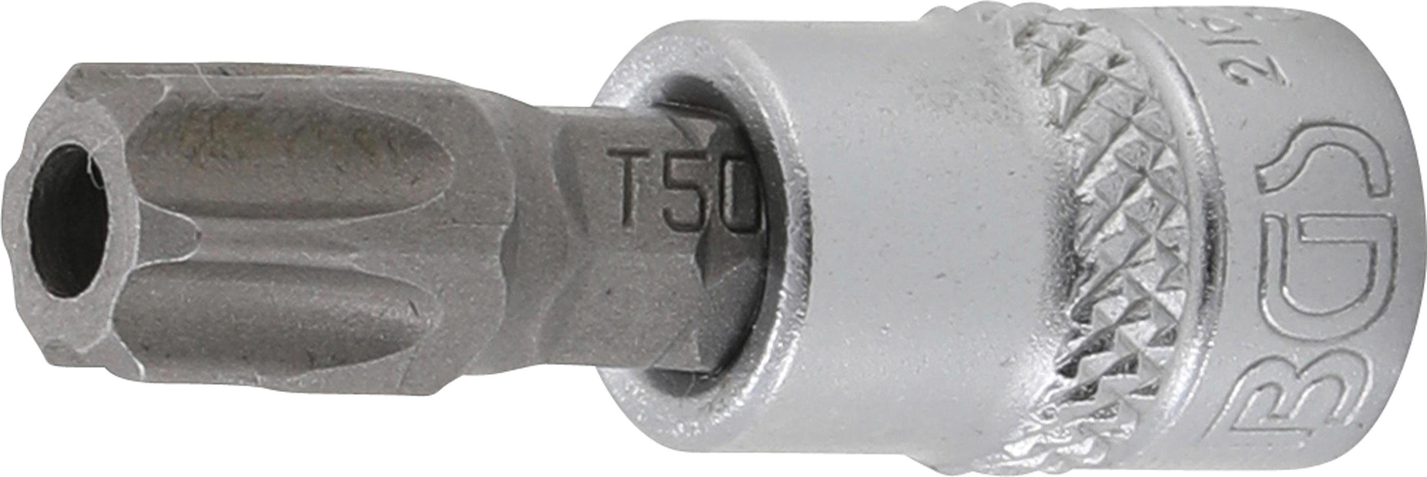 Bit-Schraubendreher Innenvierkant mit (für Bit-Einsatz, mm T50 6,3 BGS Antrieb technic T-Profil Torx) (1/4), Bohrung