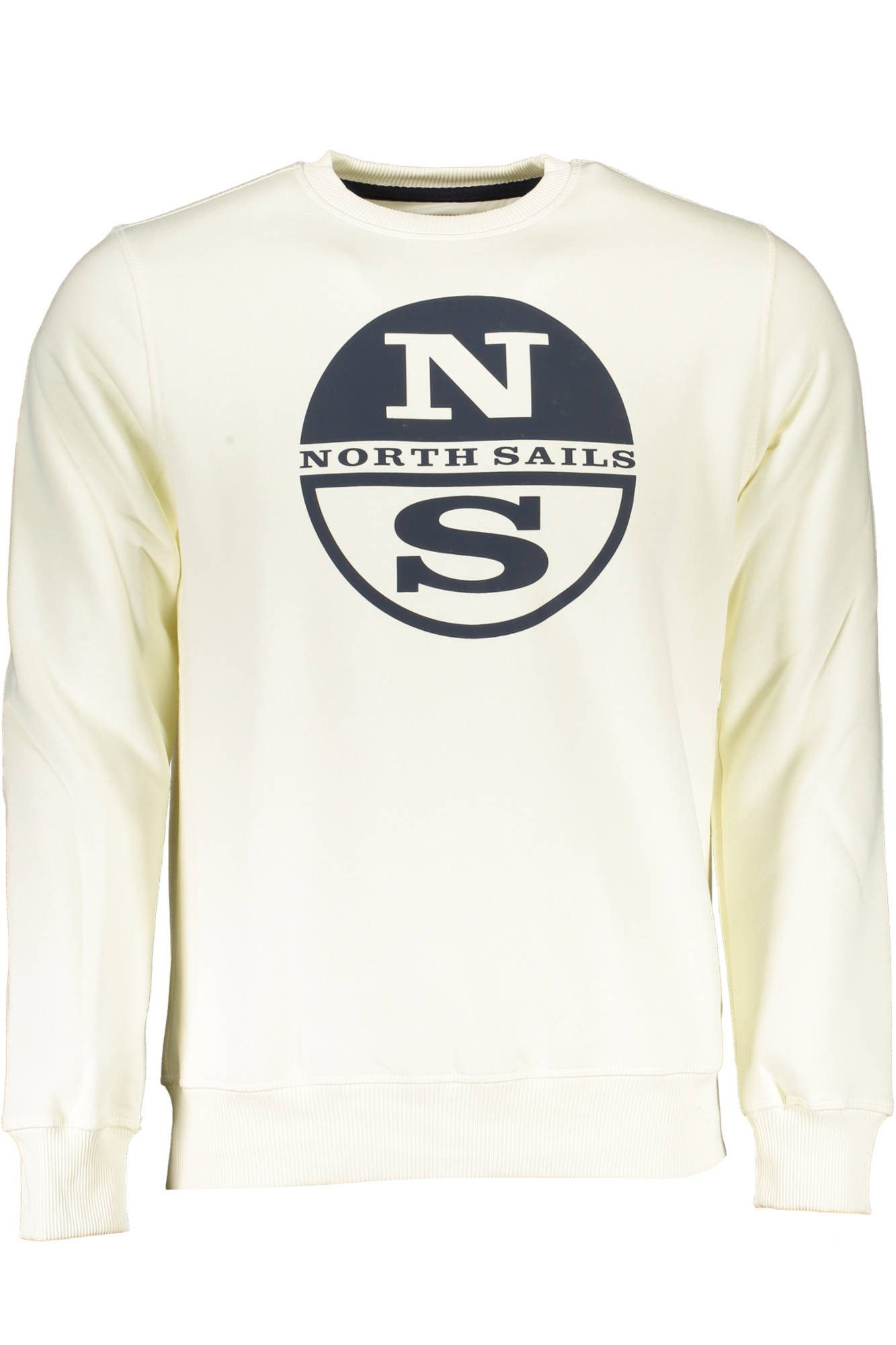 North Sails Sweatshirt Herren Langarm-Sweatshirt Weiß - Rundhals, Logo &