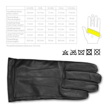 Navaris Lederhandschuhe Touchscreen Handschuhe aus Echtleder für Herren aus Nappa - Lammleder mit Kaschmir Futter - Größe S
