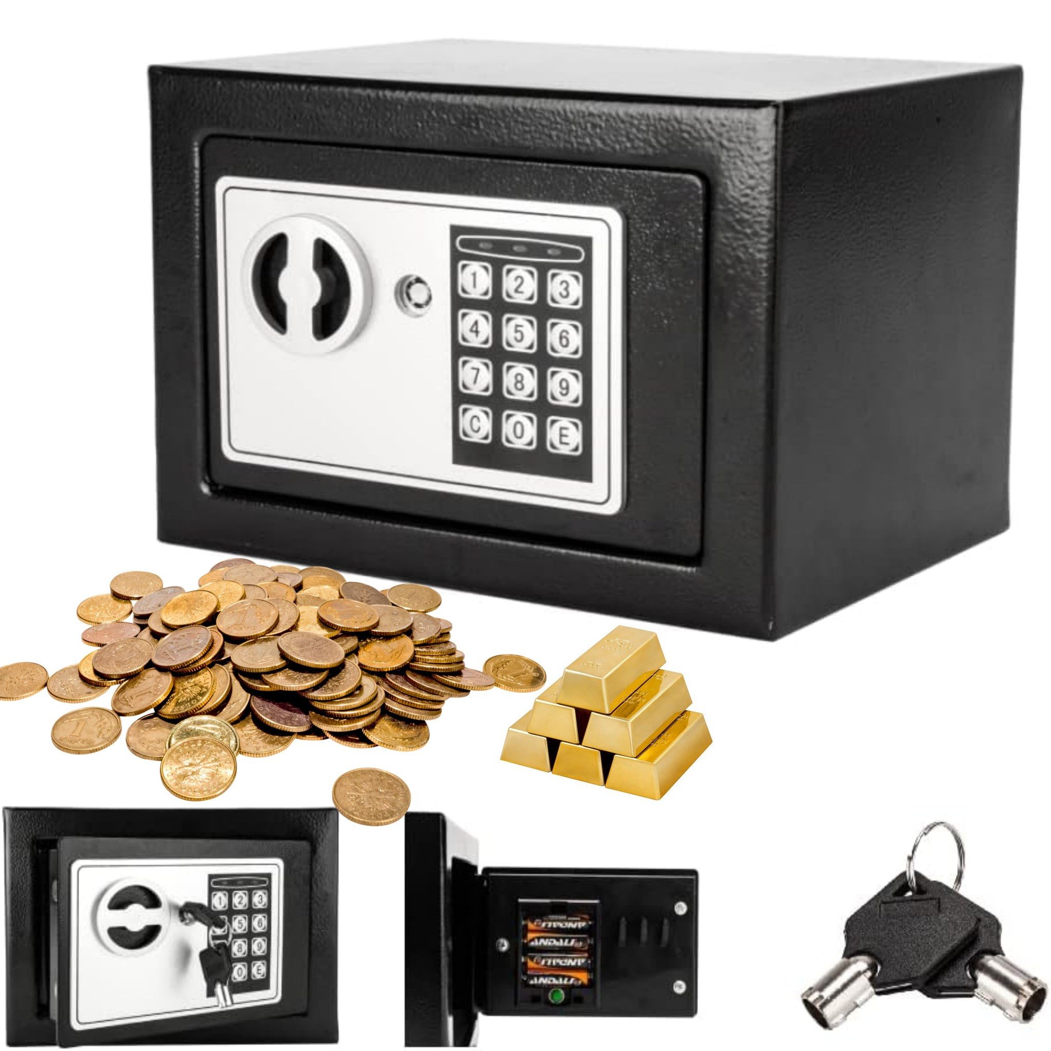 FCH Tresor Tresore mit elektronischem Passwort Stahlplatte Safe Möbeltresor, Elektronik Zahlenschloss Dokumententresor Schwarz