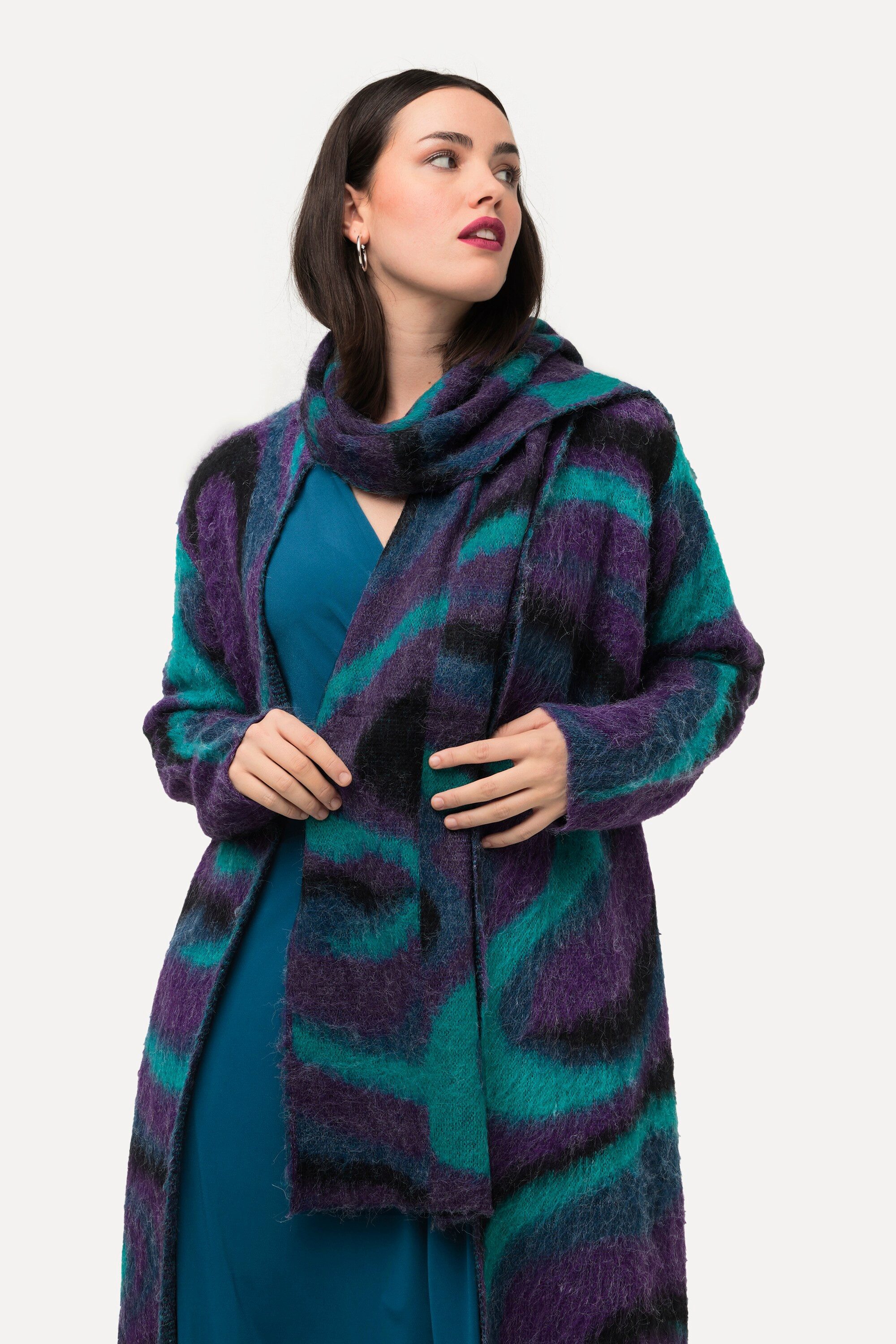 Ulla Popken Halstuch Strickschal grafisches Muster Jacquard-Strick