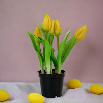 Kunsttulpe Gelbe Tulpen im Topf künstlich, 25cm, DekoTown