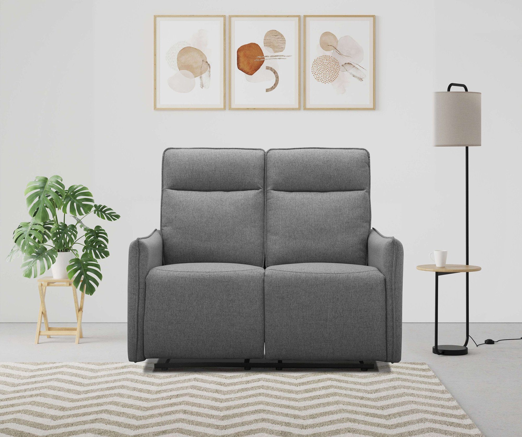 Dorel Home 2-Sitzer Lugo, Kinosofa mit Reclinerfunktion in Kunstleder und Webstoff, mit manueller Relaxfunktion in beiden Sitzen