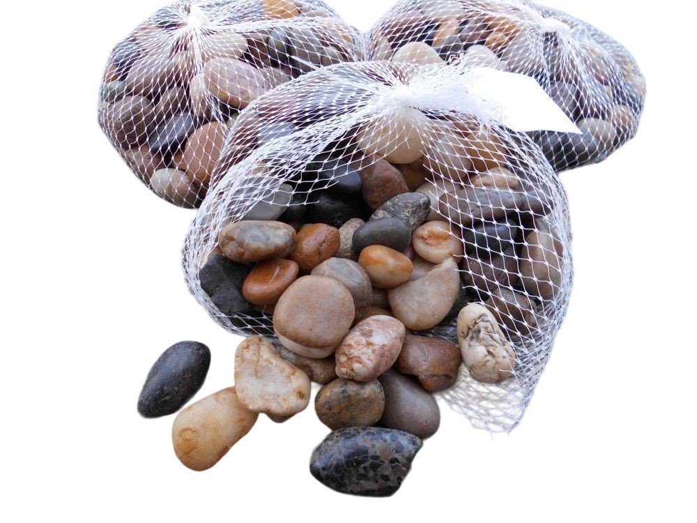 Deko-Impression Dekosteine 3 Kilo Flusssteine Dekosteine Zierkies Flusskiesel braun-bunt 1-2 cm, (3-St)