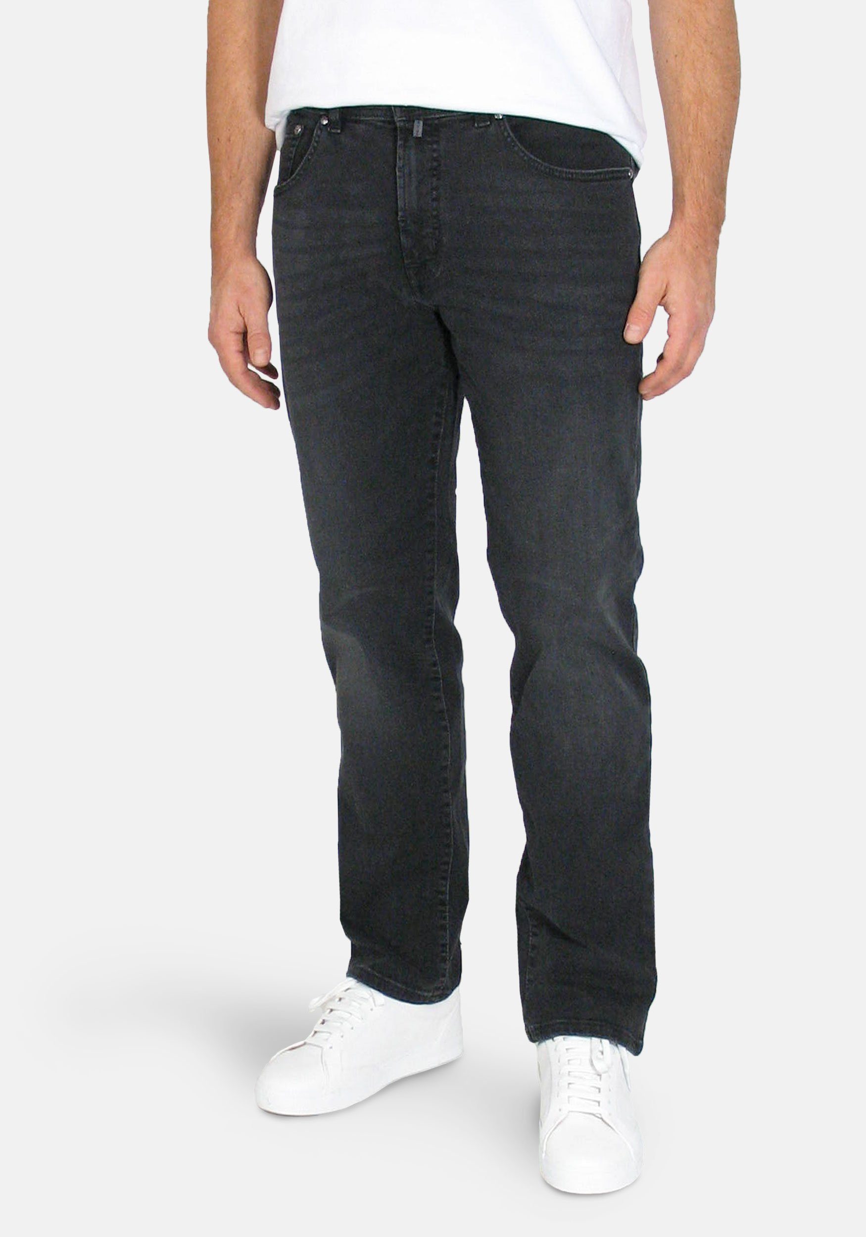 Pierre Cardin 5-Pocket-Jeans Dijon Comfort Fit Green Rivet Stretch Denim Black Stone Used