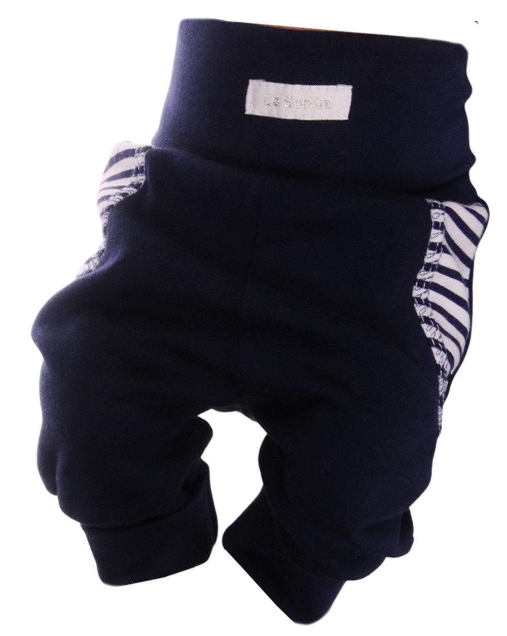 La Bortini Stoffhose Baby Hose Mitwachshose in Blau gestreift Schlupfhose für Kinder elastisch, weich, neutral, unisex 44 50 56 62 68 74 80 86 92 98