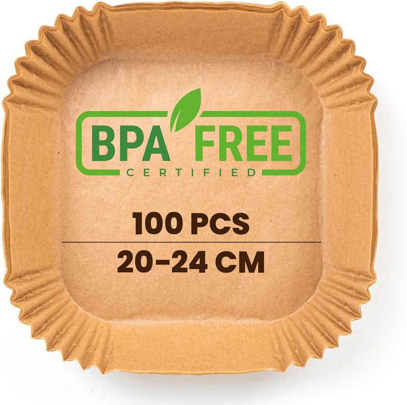 Hiwest Backpapier Backpapier für Heißluftfritteuse 100 Stk BPA-frei,Wasserdicht Öl-