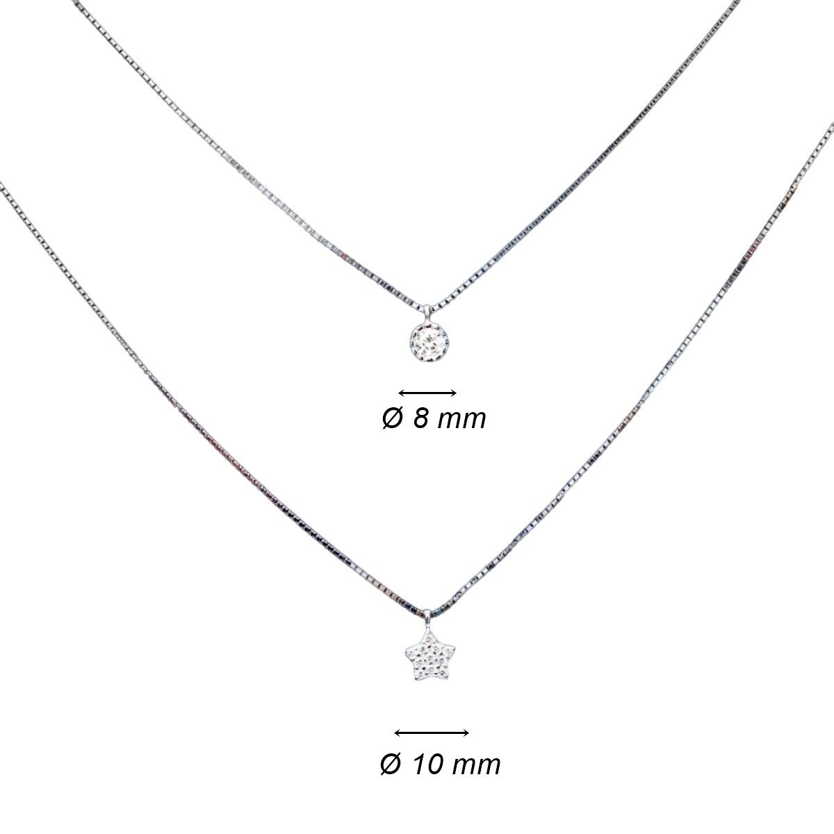 ELLAWIL Silberkette Damenketten mit Stern und runden Zirkonia-Anhänger im L günstig online kaufen