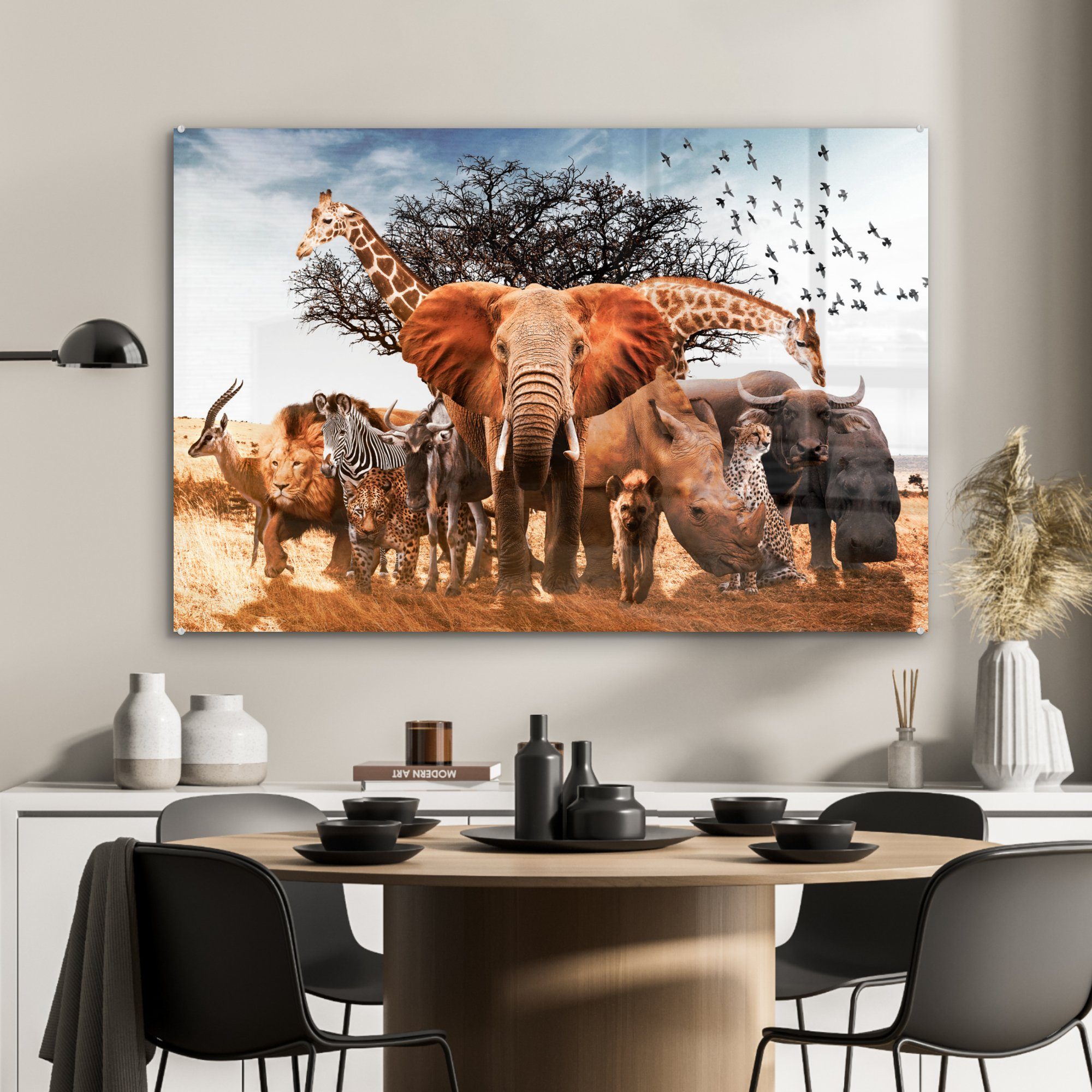 Giraffe Acrylglasbild Schlafzimmer Wohnzimmer MuchoWow - St), Tiere (1 - Elefant, & Acrylglasbilder