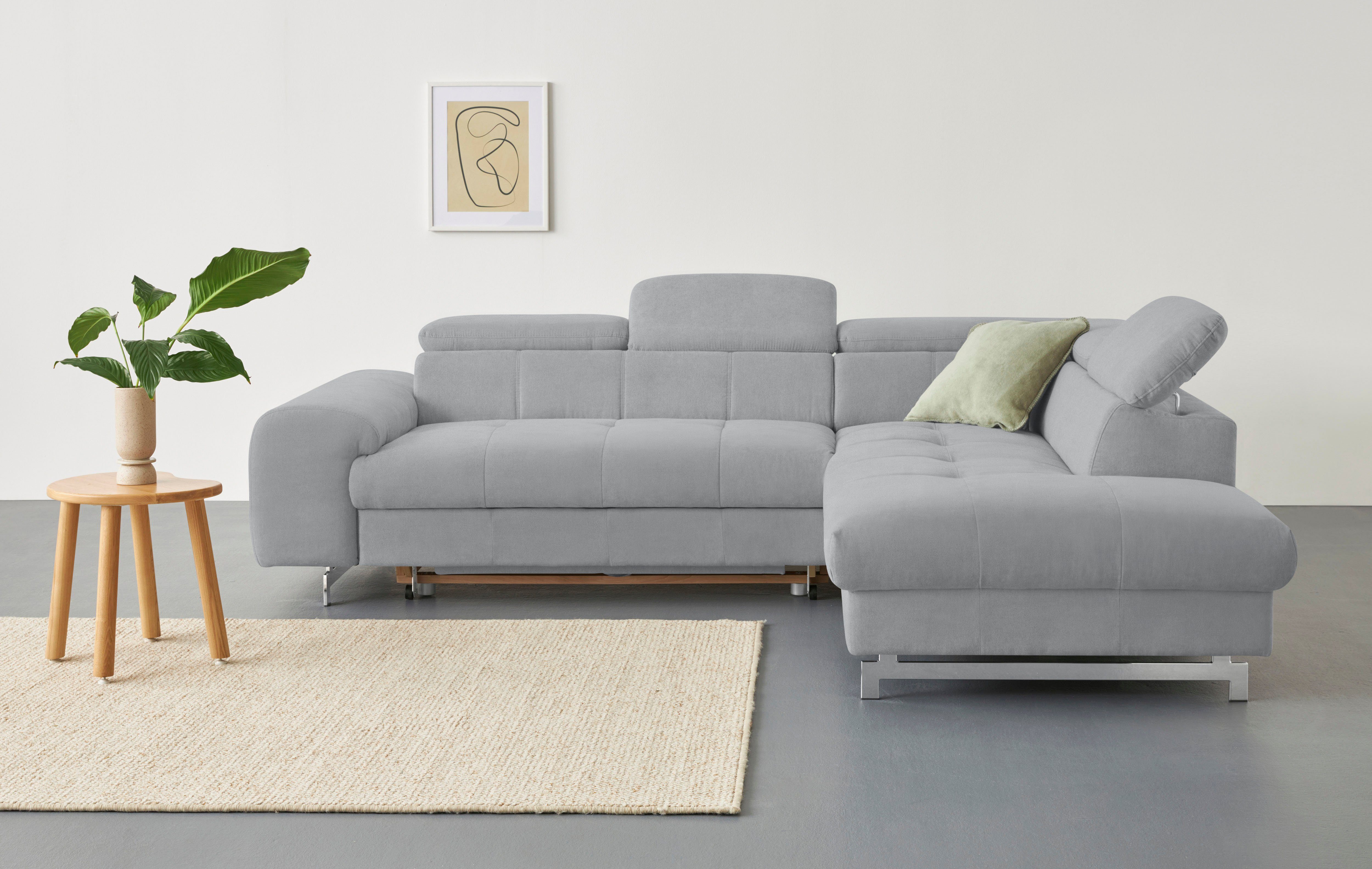 COTTA Ecksofa "Chef L-Form", mit Kopfteilverstellung, edle Metallkufen, wah günstig online kaufen