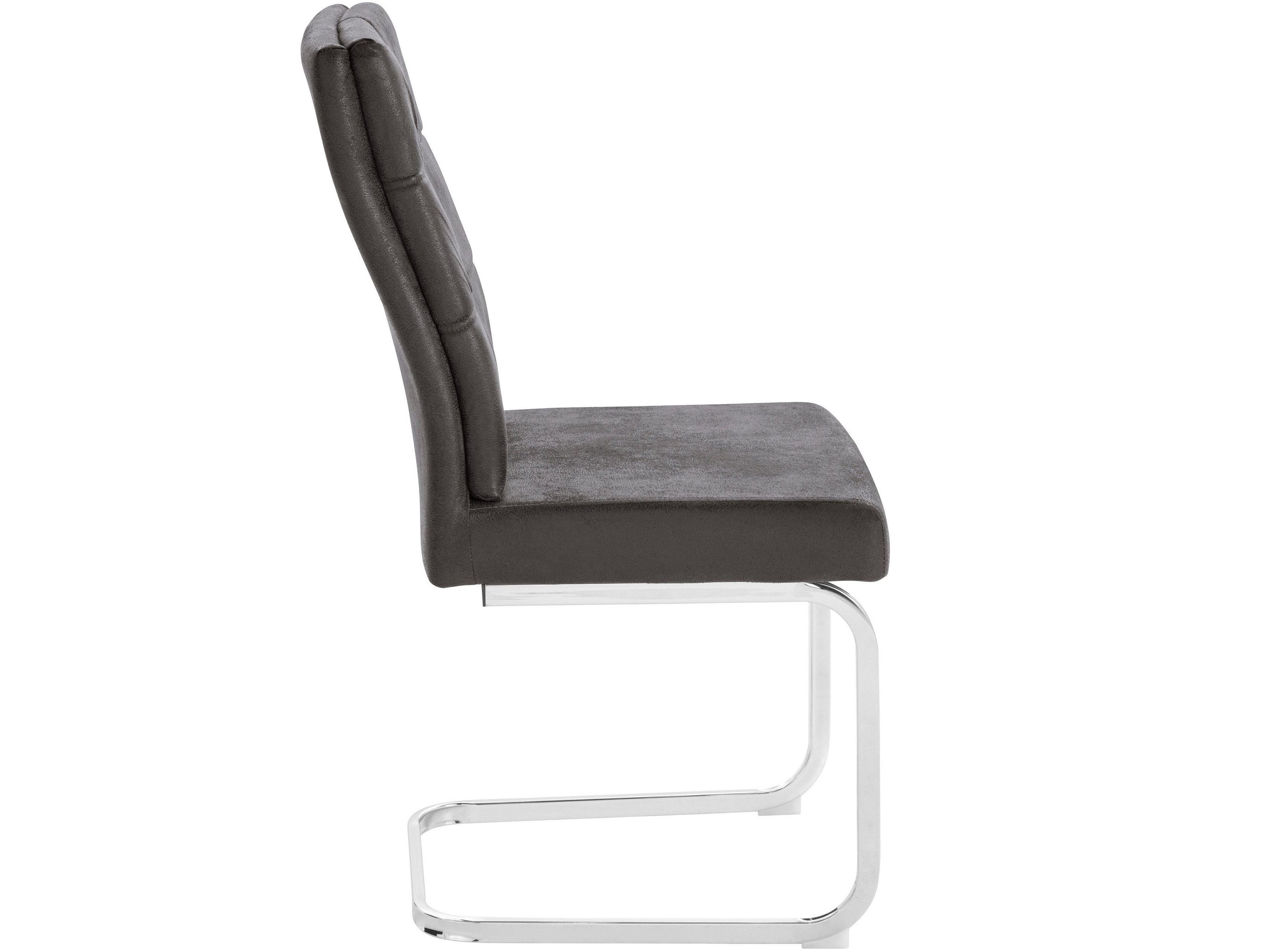 loft24 Freischwinger Lagona (2er-Set, 2 St), Esszimmerstuhl, Polsterstuhl mit Chromgestell, Mikrofaser Bezug