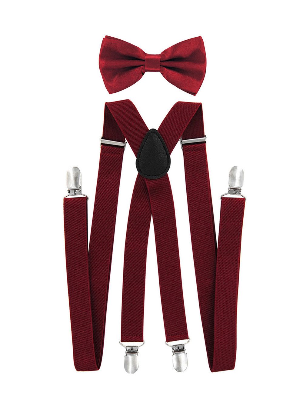 axy Hosenträger Herren Hosenträger mit Fliege Set (2-St., 2er Set) 4 Stabile Clips X-Form 2,5cm Breit verstellbar und elastisch