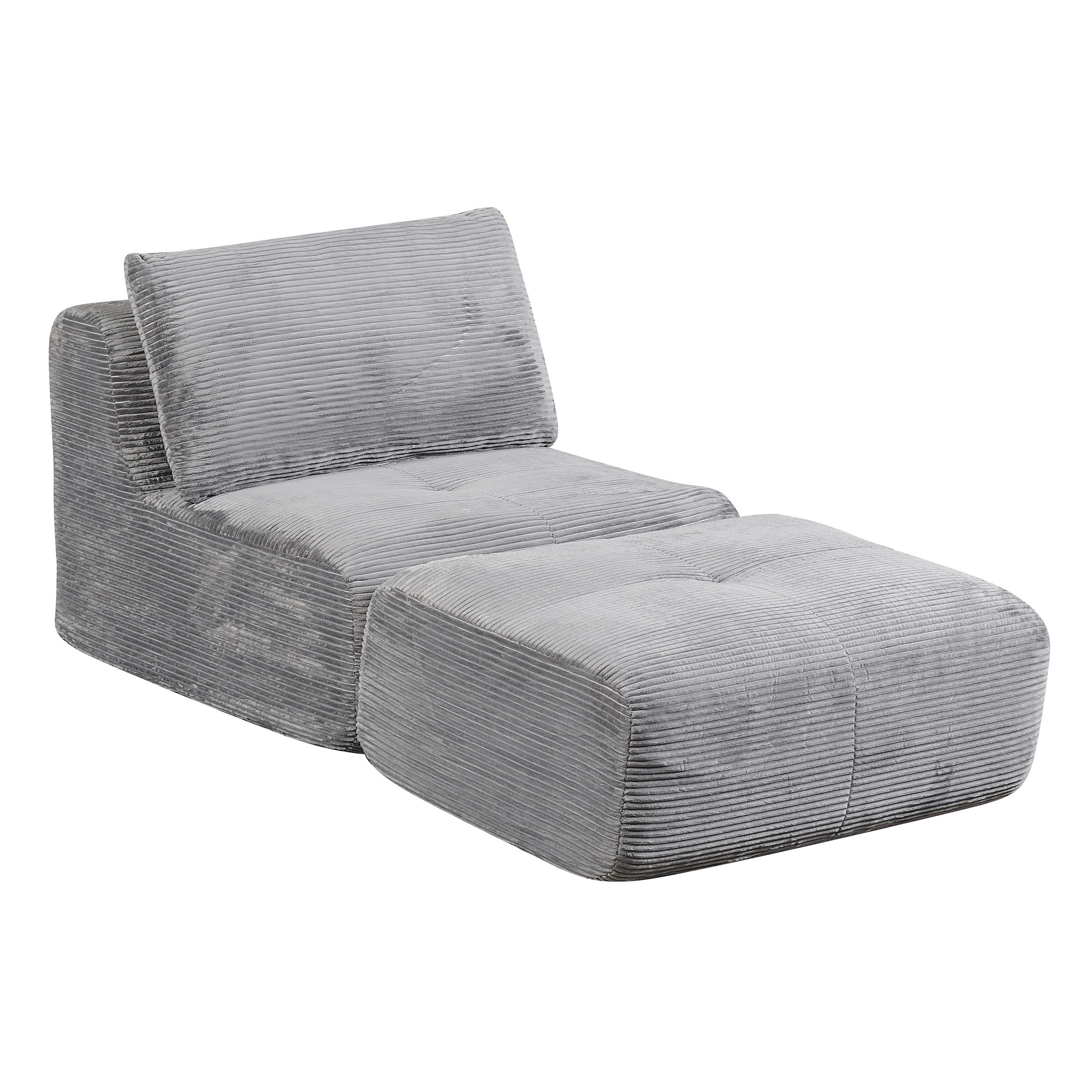 Orvane Ecksofa 1 Sitzer Sofa Mit Fußhocker, abnehmbaren Rückenlehne und Sitzkissen