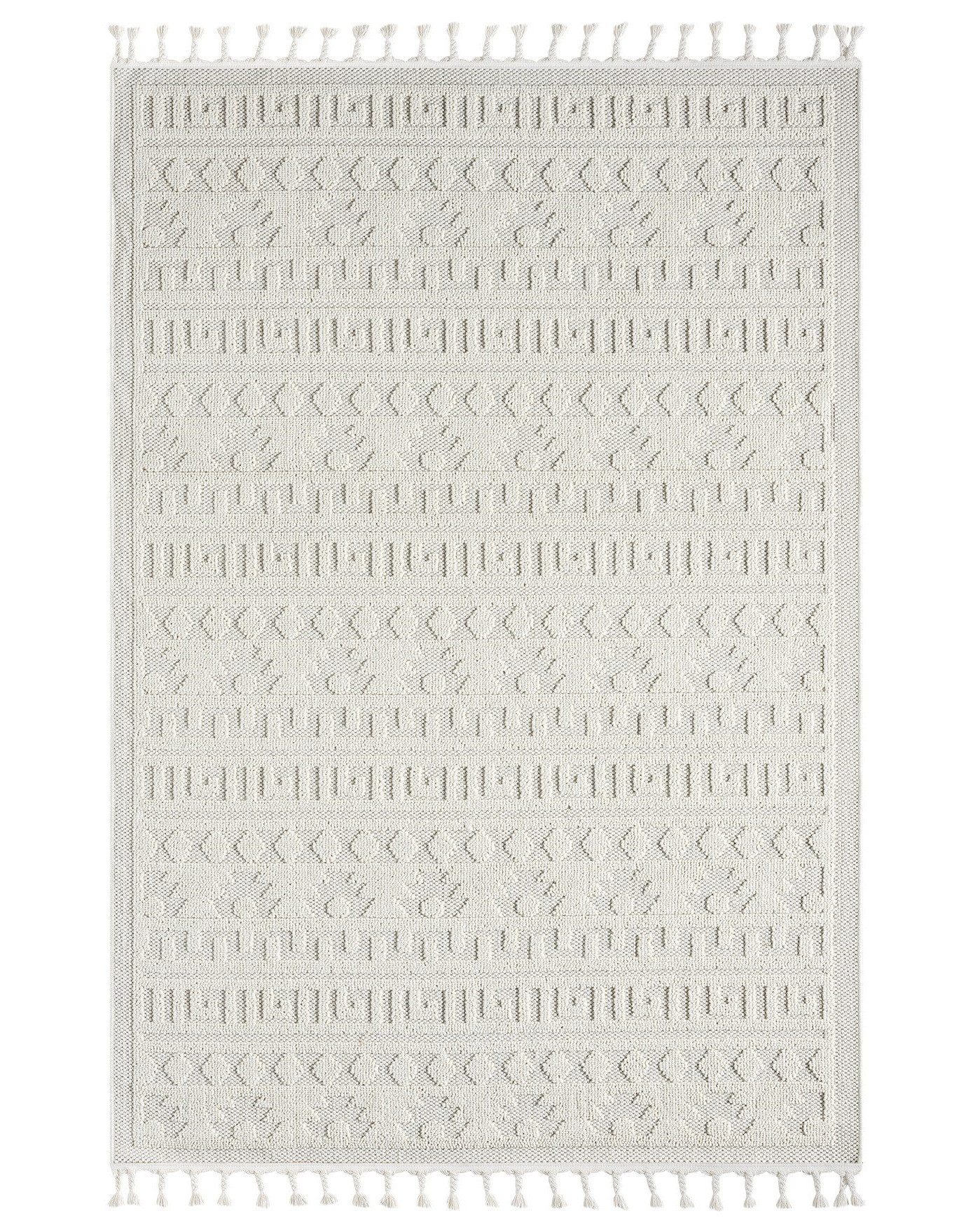 Vimoda Teppich Wohnzimmer Boho Skandi Frisé-Teppich, Rechteck, In & Outdoor günstig online kaufen
