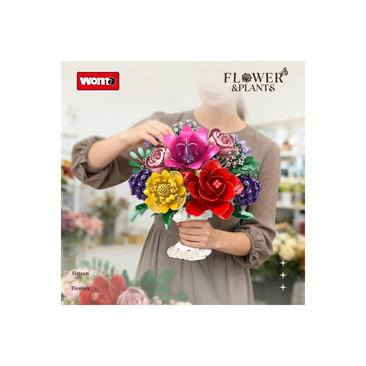 Woma WOMA Blumenstrauß mit Vase Bausteine W99143 Spielbausteine – Bild 4 von 4