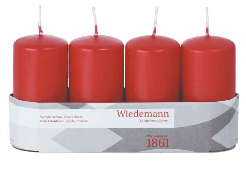 Wiedemann Kerzen Stumpenkerze Getauchte Flachkopf-, Stumpkerzen 100x50 mm (4er Pack), für Adventskränze