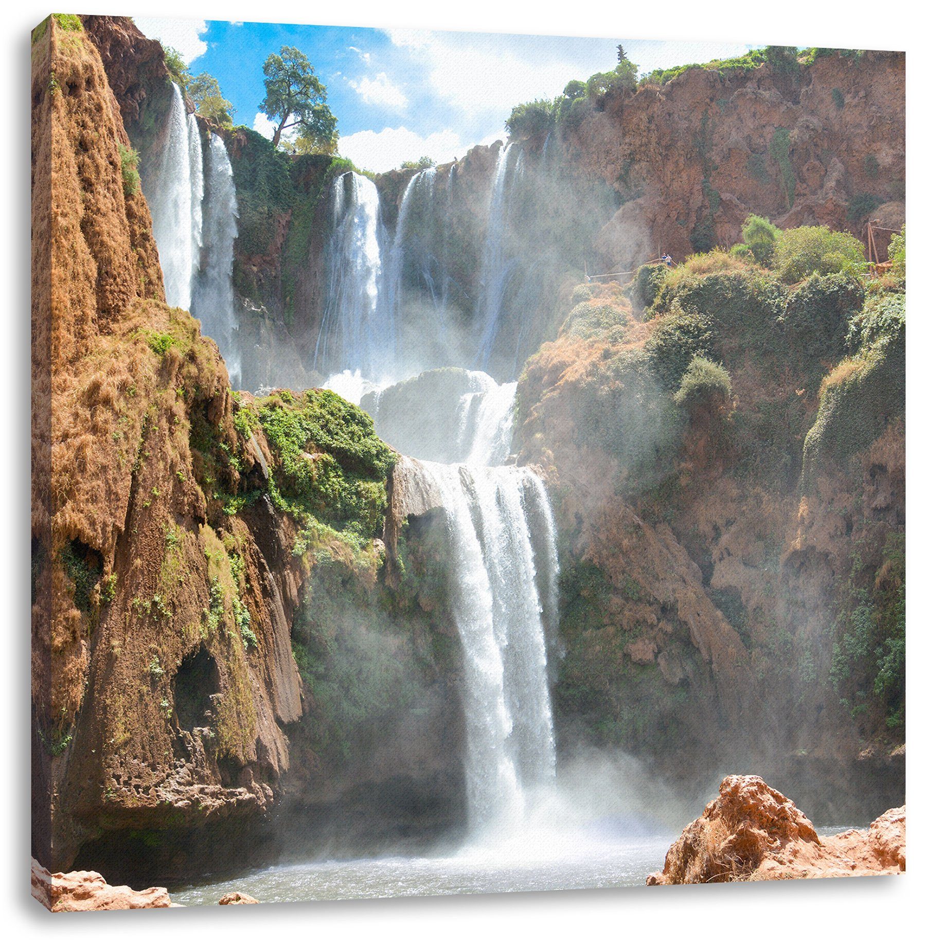 Pixxprint Leinwandbild Spektakulärer Wasserfall, Spektakulärer Wasserfall (1 St), Leinwandbild fertig bespannt, inkl. Zackenaufhänger