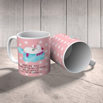 Mr. & Mrs. Panda Tasse Einhorn Verliebt - Rot Pastell - Geschenk, Einhorn Deko, Unicorn, Fre, Keramik, Herzberührende Designs