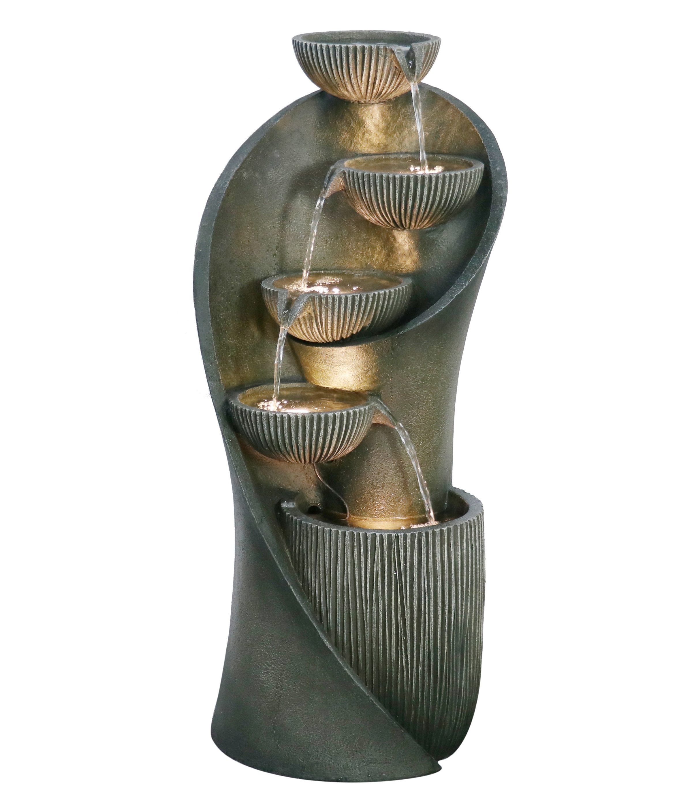 Dehner Gartenbrunnen Atlas mit LED Beleuchtung, solarfähig, 97 x 43.5 x 43.5 cm, wetterbeständiges Polyresin für den Außenbereich