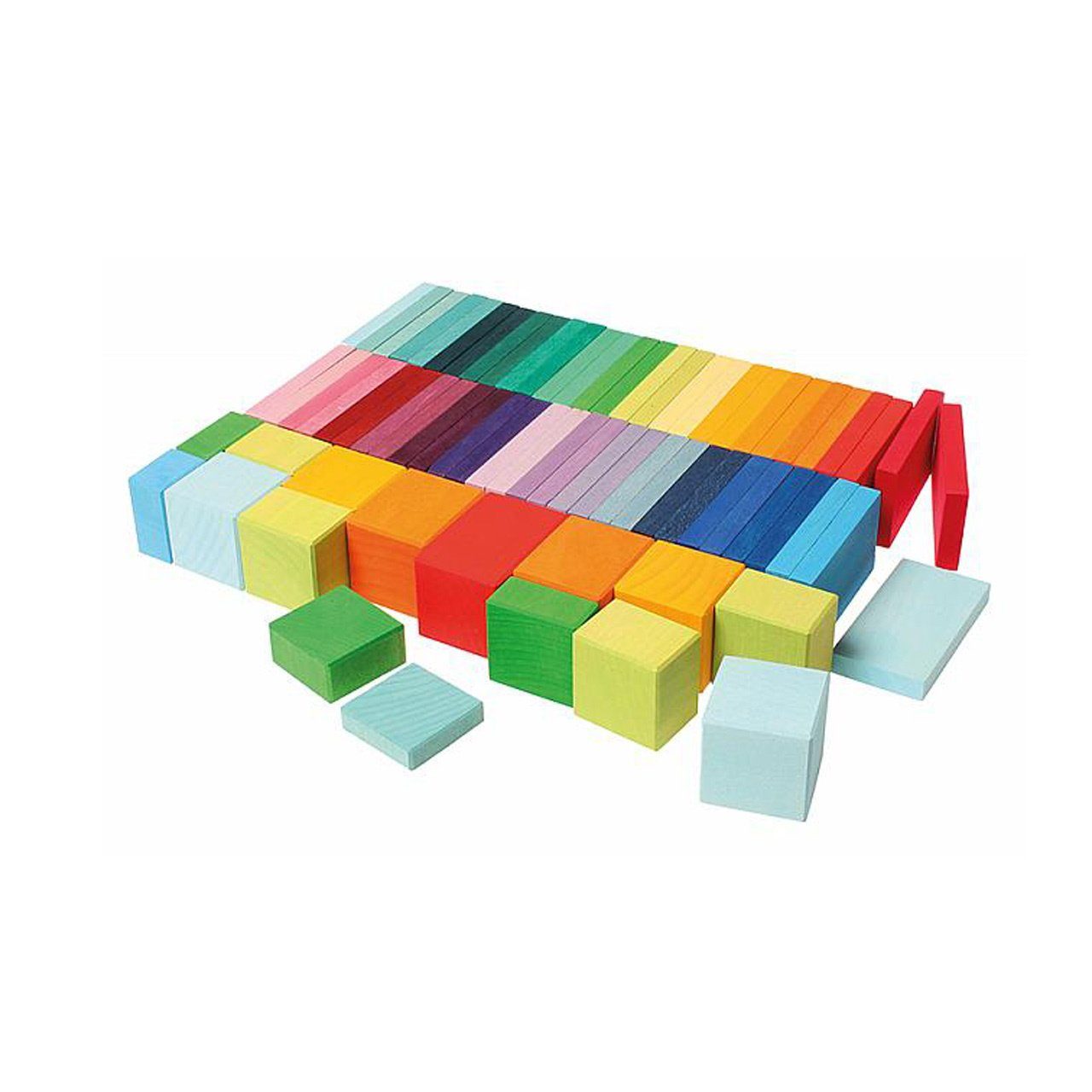 GRIMM´S Spiel und Holz Design Spielbausteine Holzspielzeug Farbtafel Ralley 58 Farbtafeln 16 Stufenholzklötze