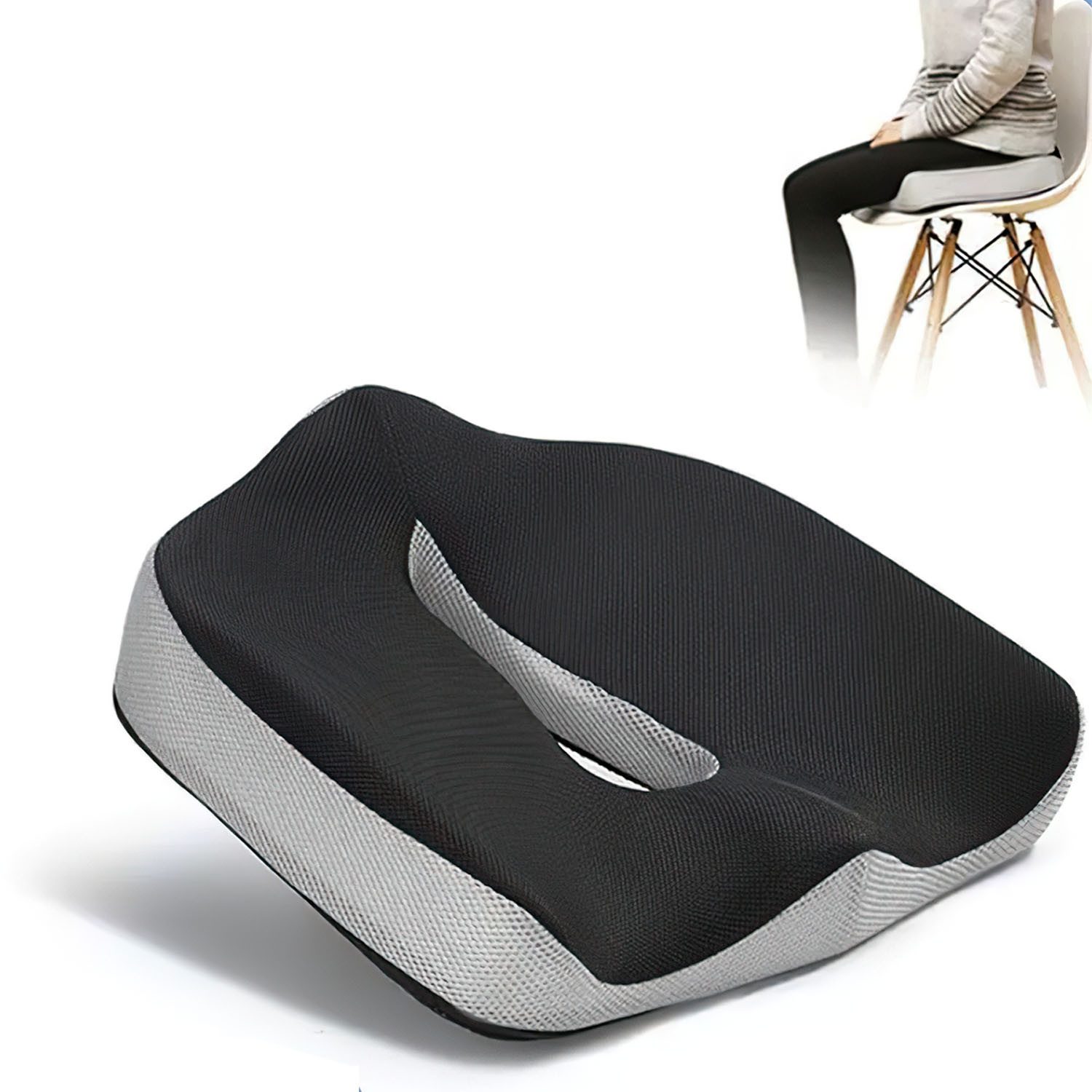 HEYHIPPO Sitzkissen Memory-Foam Sitzkissen 45×38×13/7 cm, ergonomisch für Büro & Gaming, Orthopädisches Sitzkissen Atmungsaktive Polsterung Lindert Müdigkeit