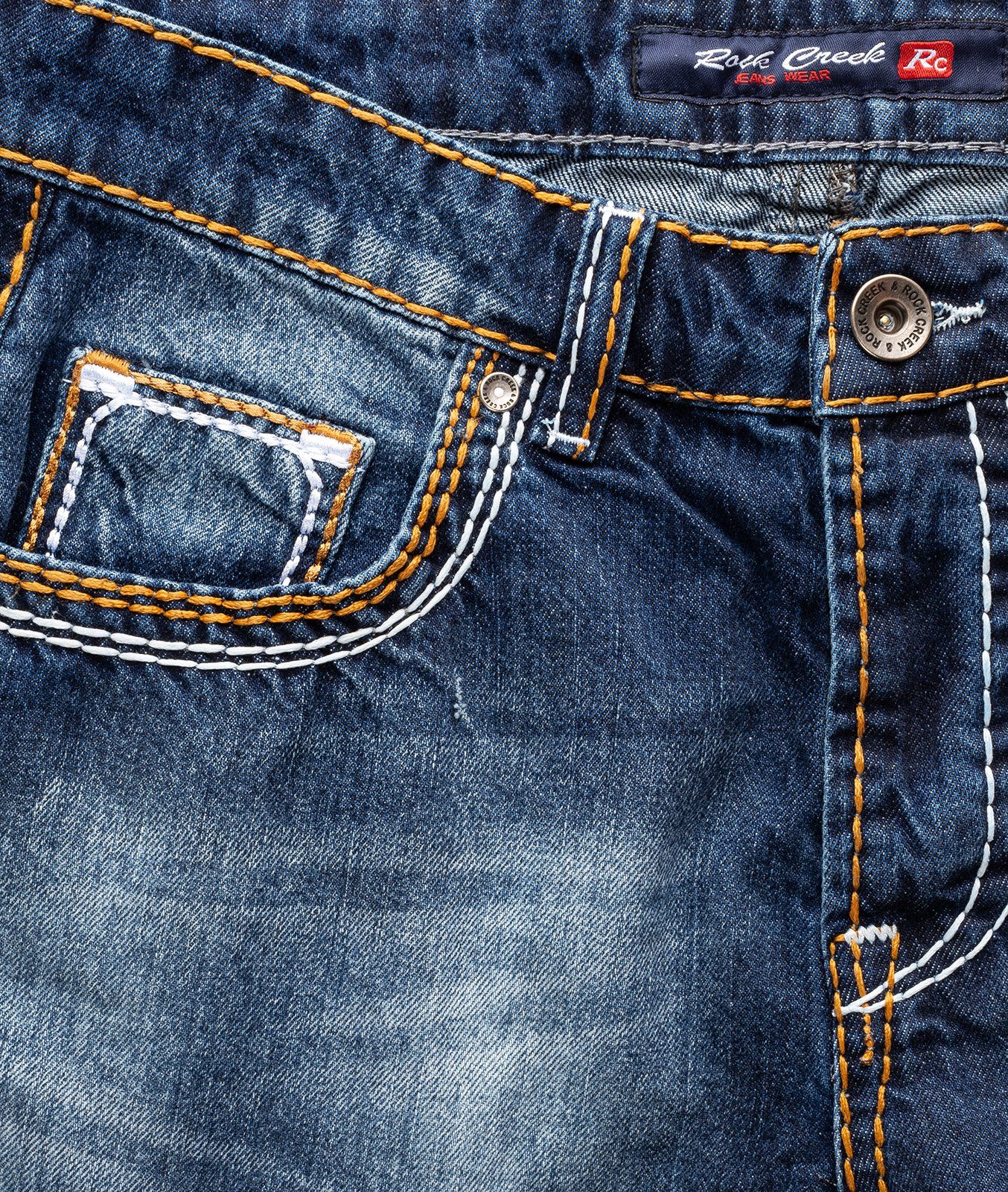 Rock Creek Jeansshorts Herren Shorts Denim Blau dicke Naht RC-2077