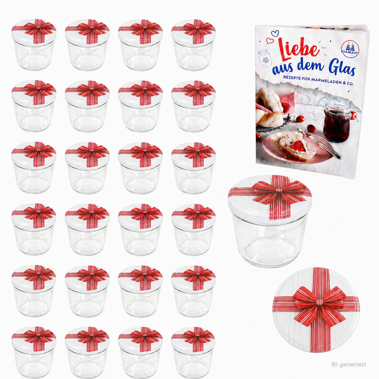 MamboCat Einmachglas 25er Set Sturzglas 230ml To 82 Geschenk Deckel Rezeptheft Marmelade, Glas